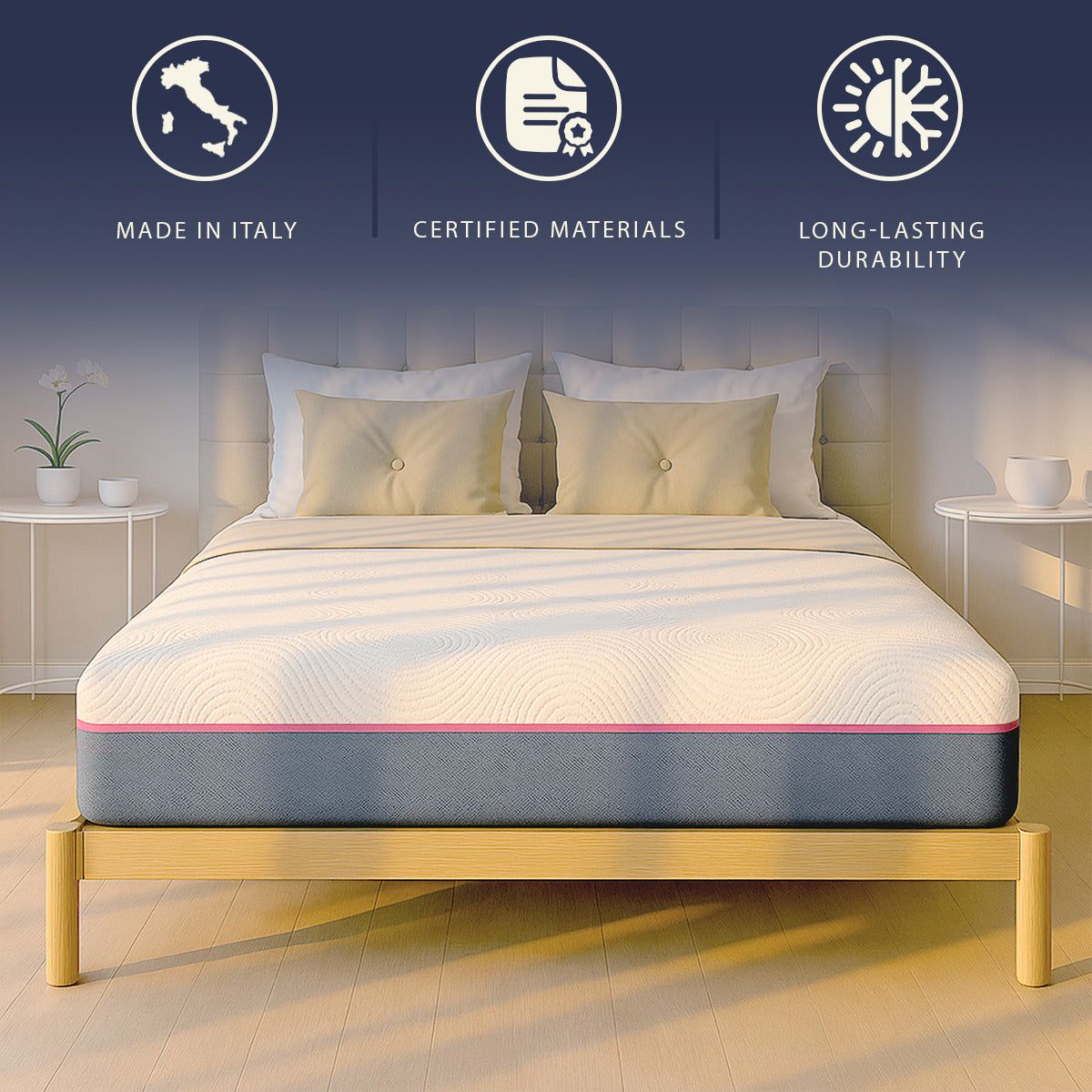 The White Stone Matratze 120x190 Memory Foam Breeze und Taschenfedern | Höhe 30 cm