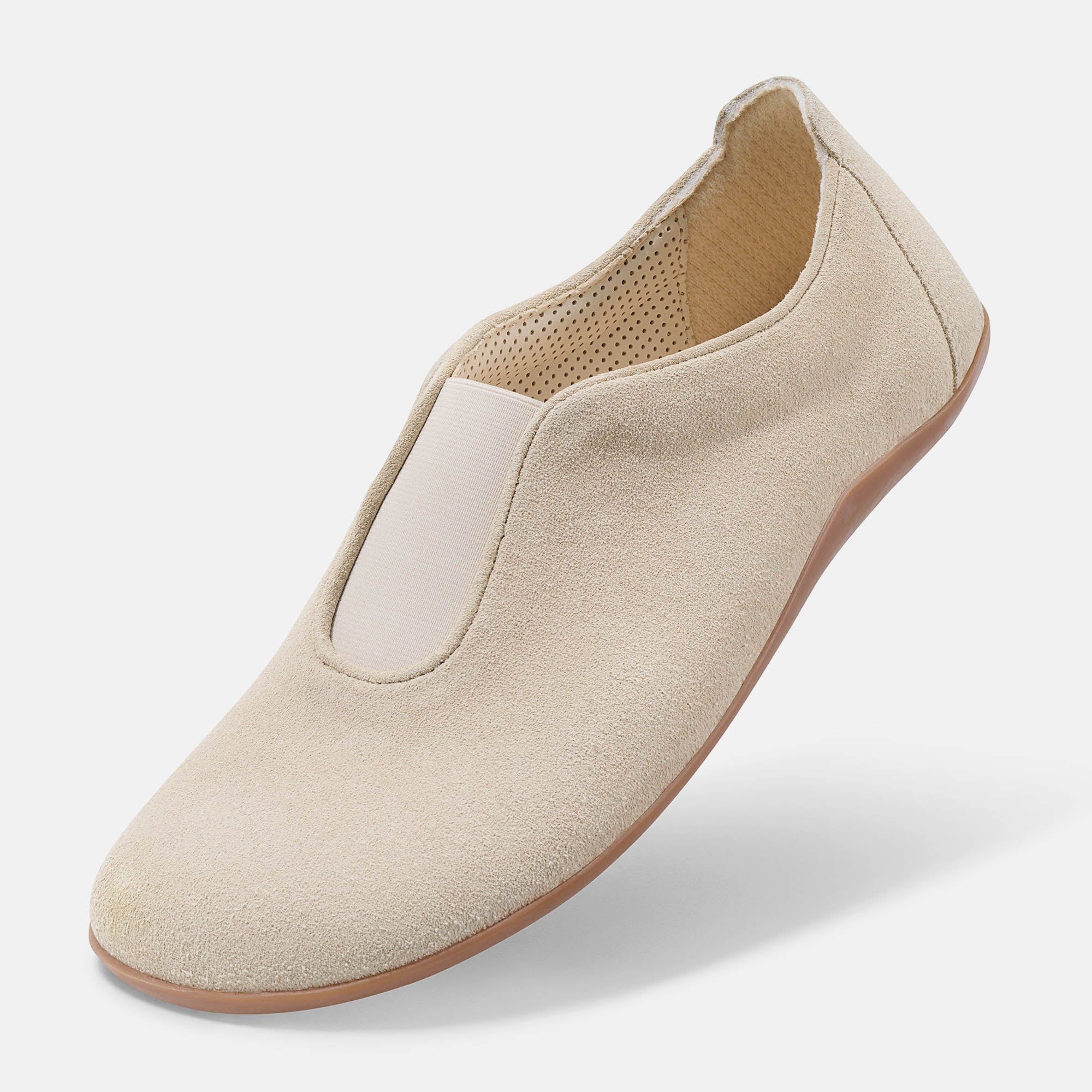 BÄR Myla Damen Slipper, beige Wildleder, breite Passform, Innenansicht.