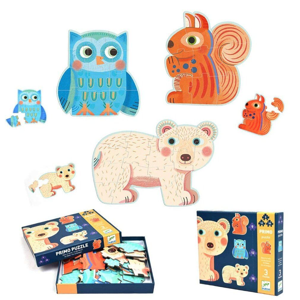 djeco Puzzle Im Wald 3in1 (9,12,16 Teile)