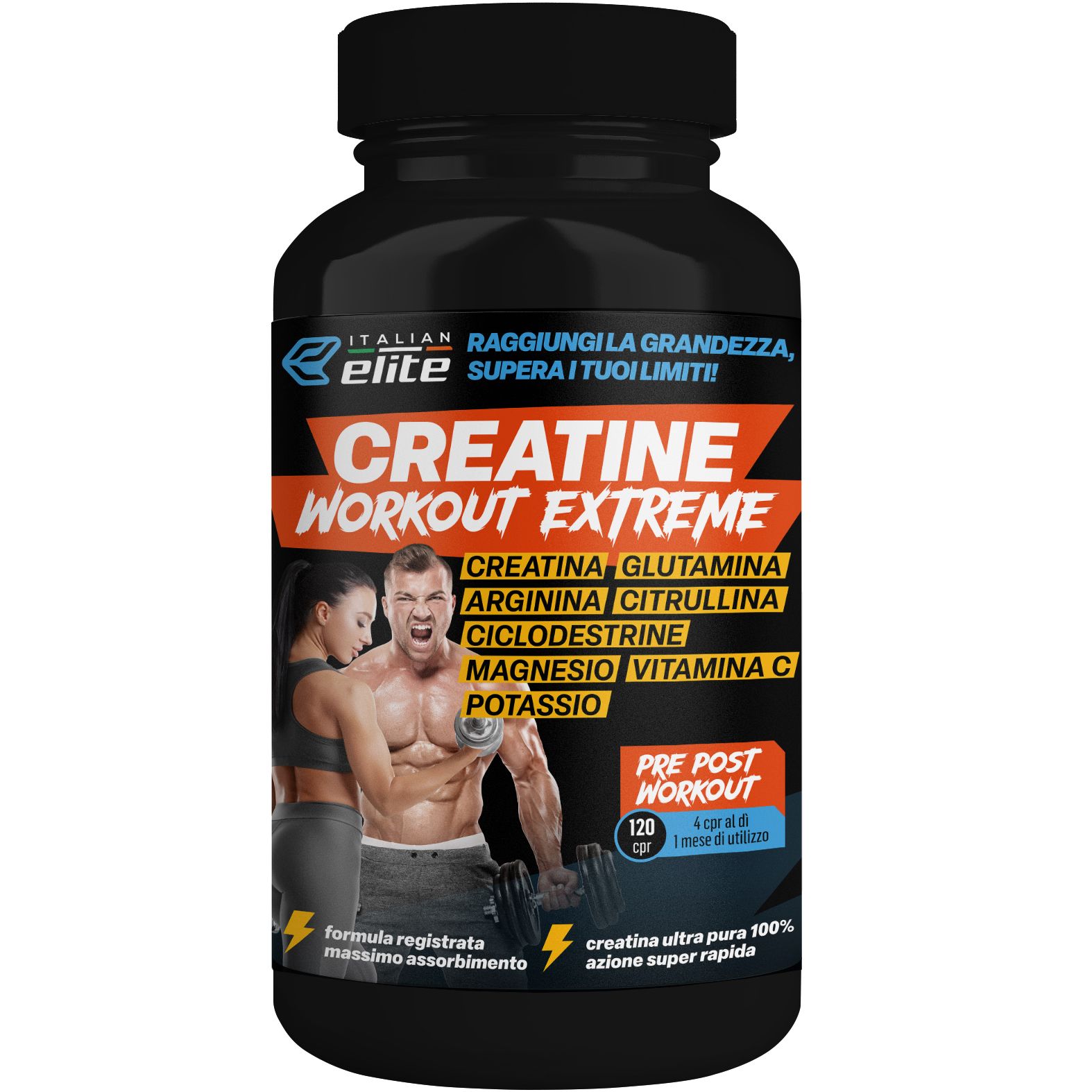 Italian Elite® Creatine Extreme, Creatina in Compresse a Rapido Assorbimento Muscolare.