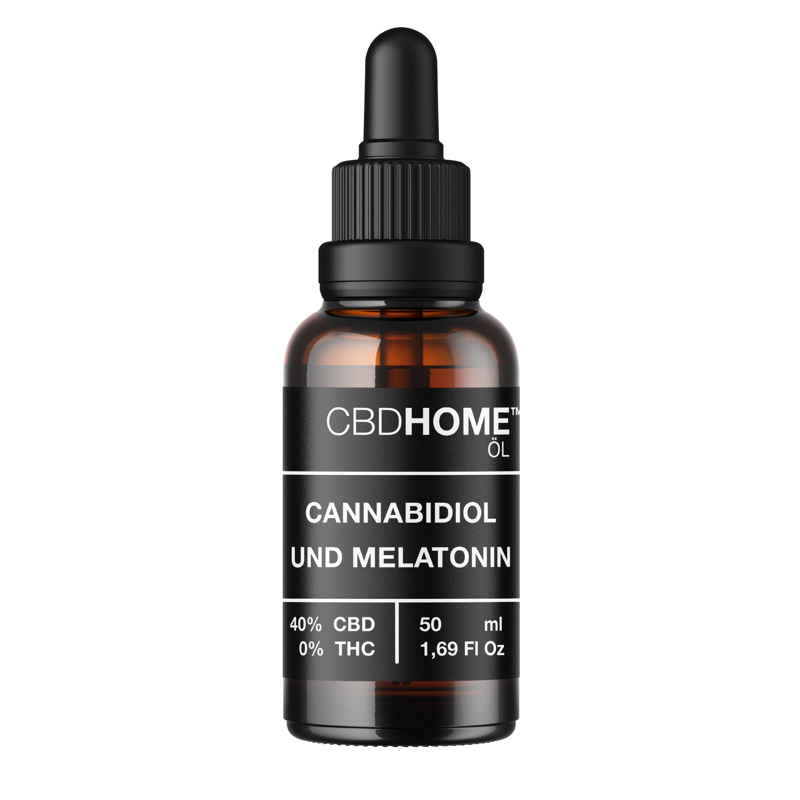 CBDHOME Öl Flasche mit Pipette. Enthält 40% CBD, 0% THC, 50ml.