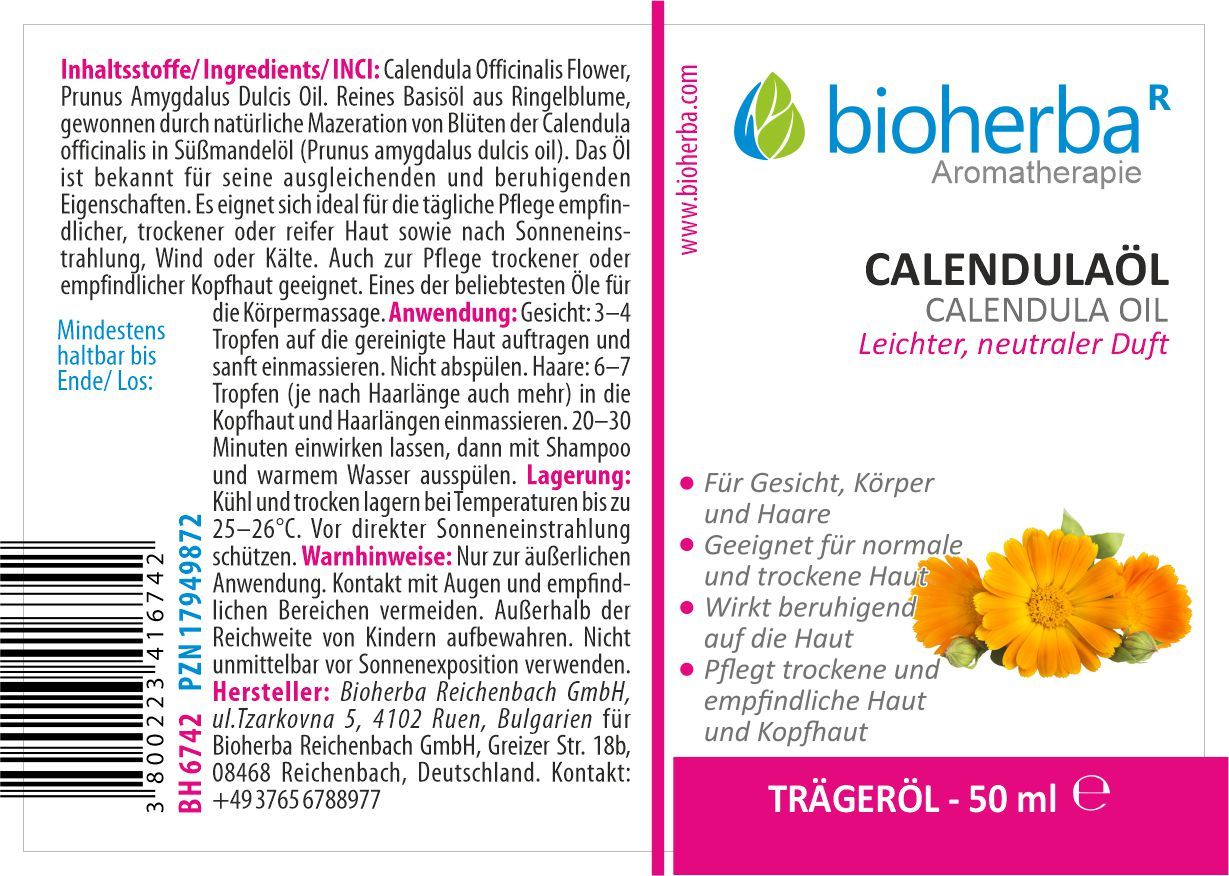 Calendulaöl Reines Calendula-Trägeröl 50 ml PZN 17949872