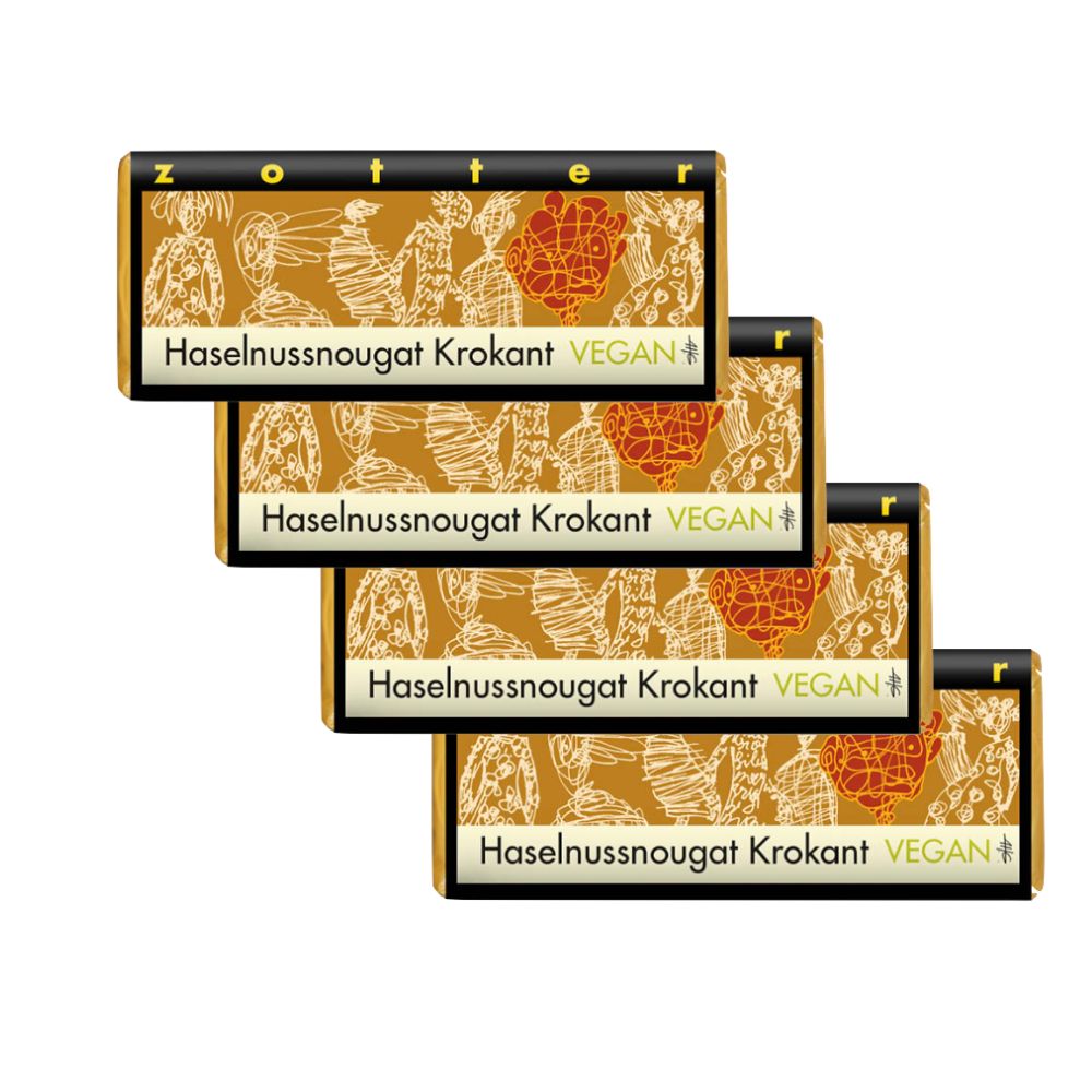 Zotter vegane Bio-Schokolade Haselnussnougat 4x70 g