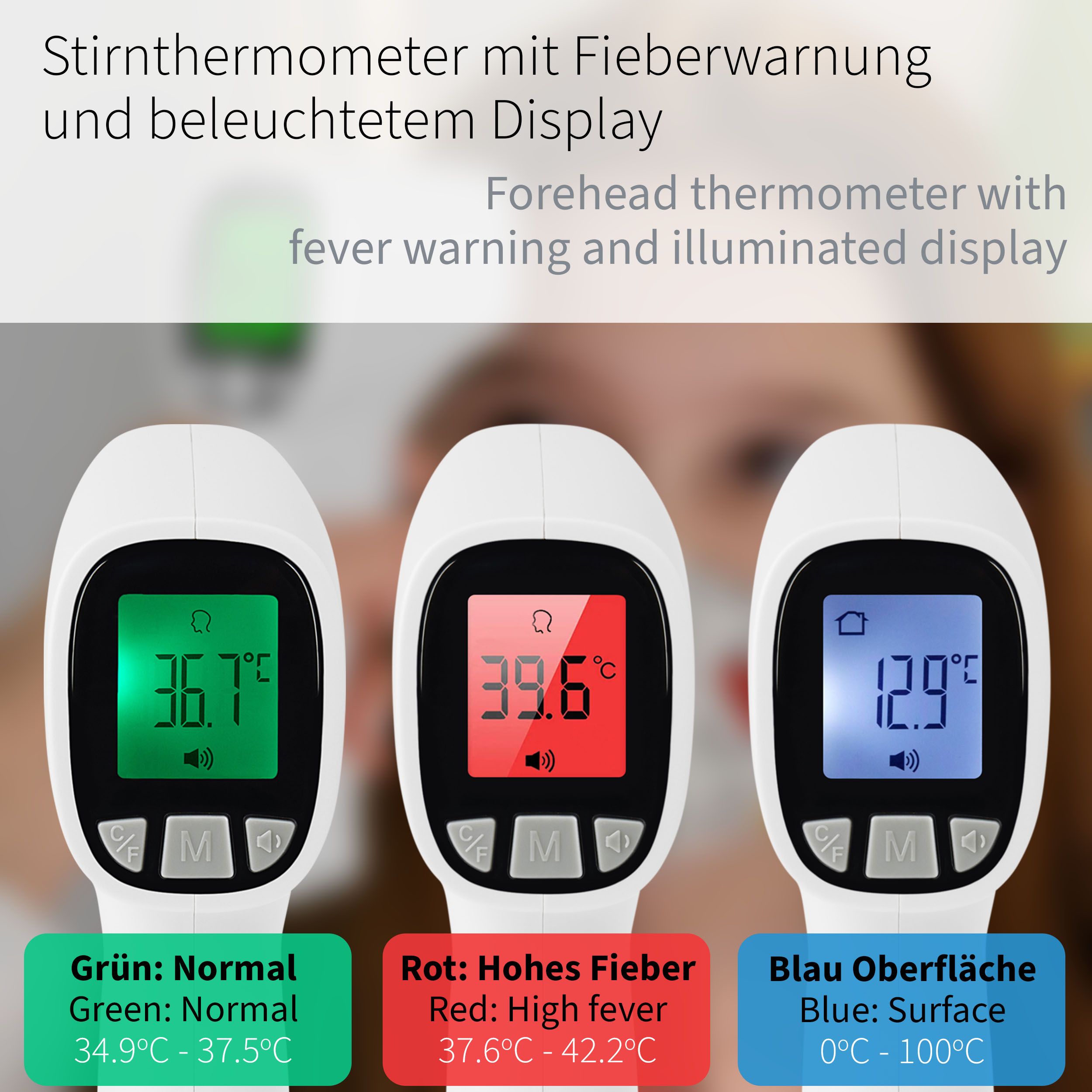 Pulox JPD-FR202 - Infrarot-Thermometer - Stirn & Oberflächen