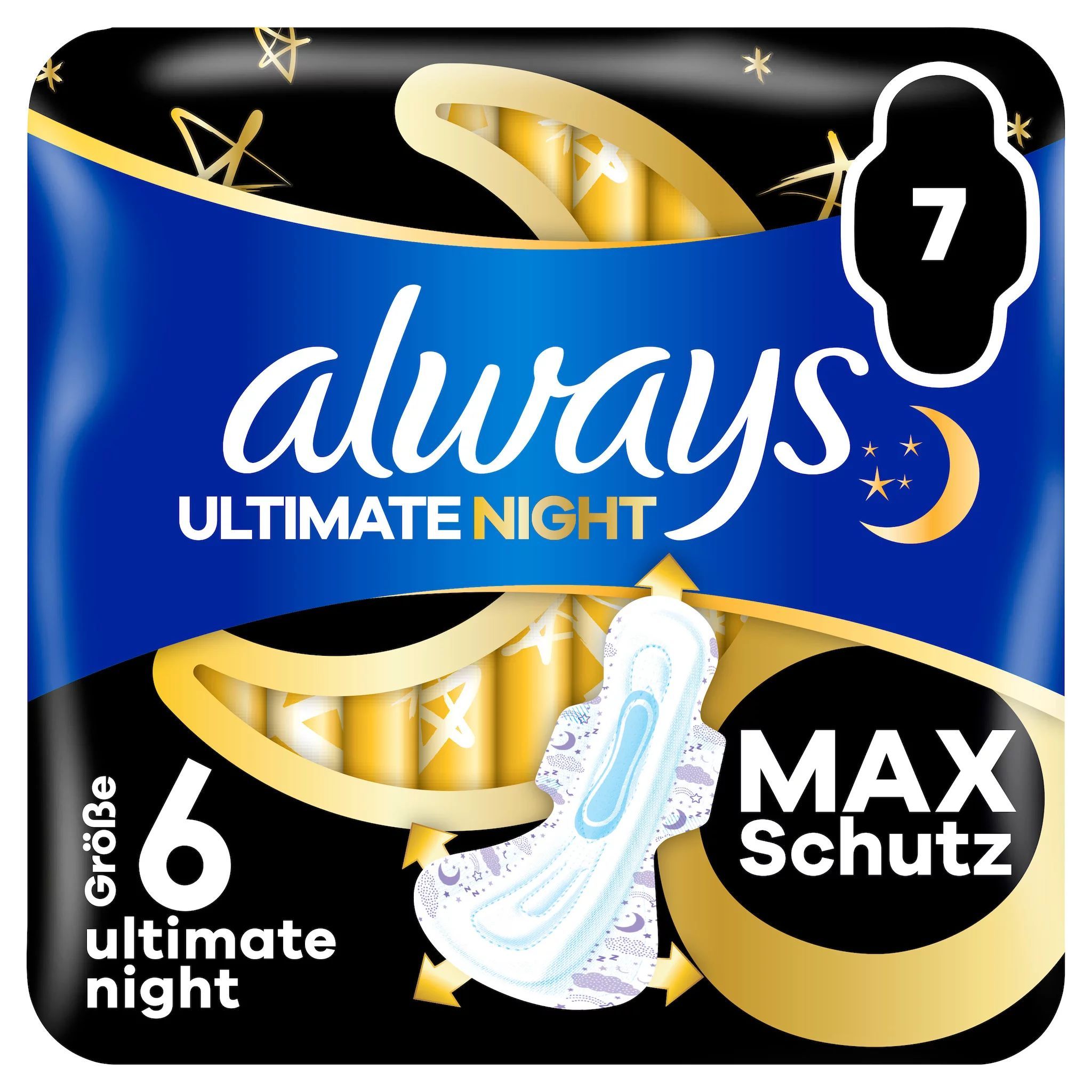 always Binde Ultimate Night - Max Protection mit Flügeln 7 Damenbinden St