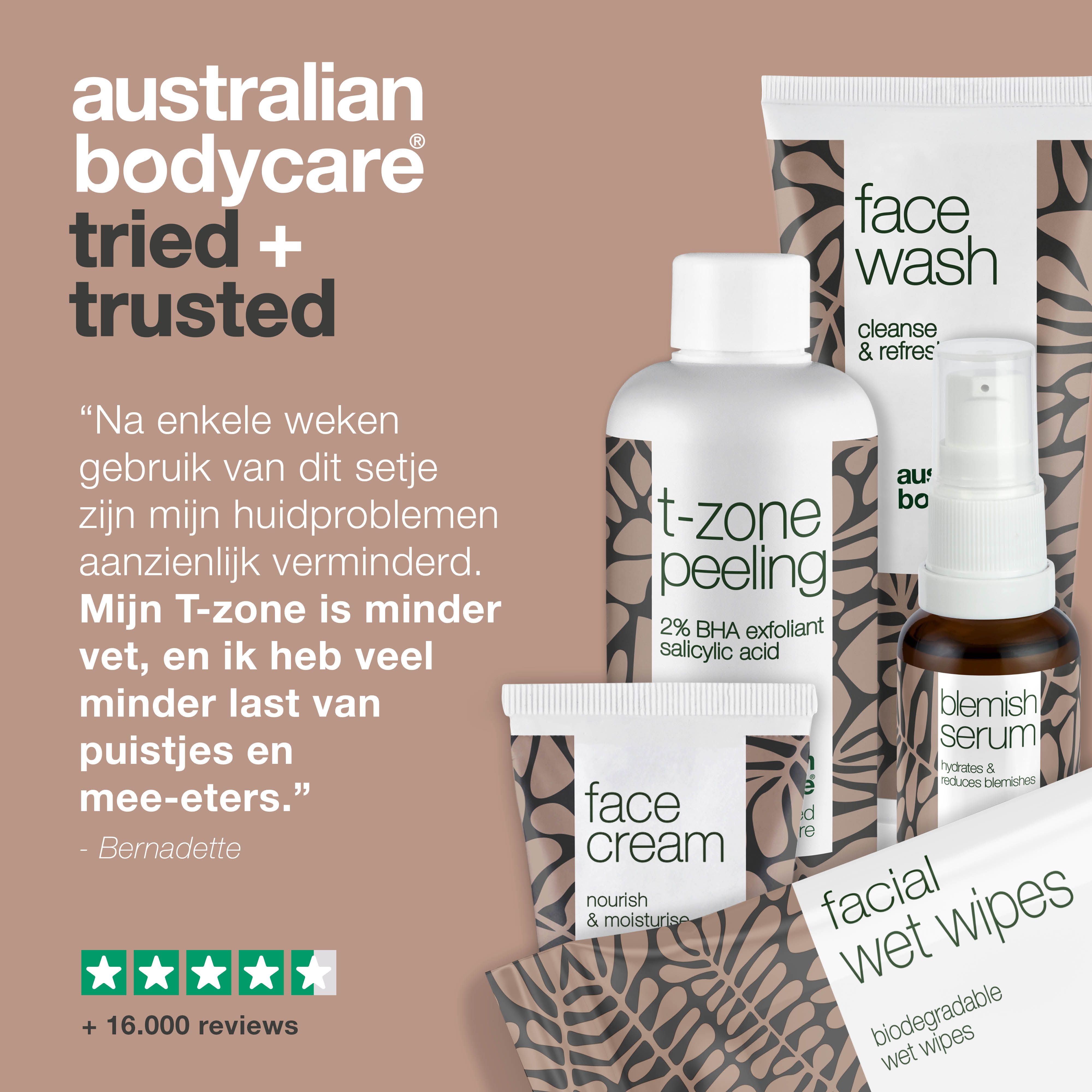 Producten en tekst. Tekst: Getest en goedgekeurd door dermatologen.