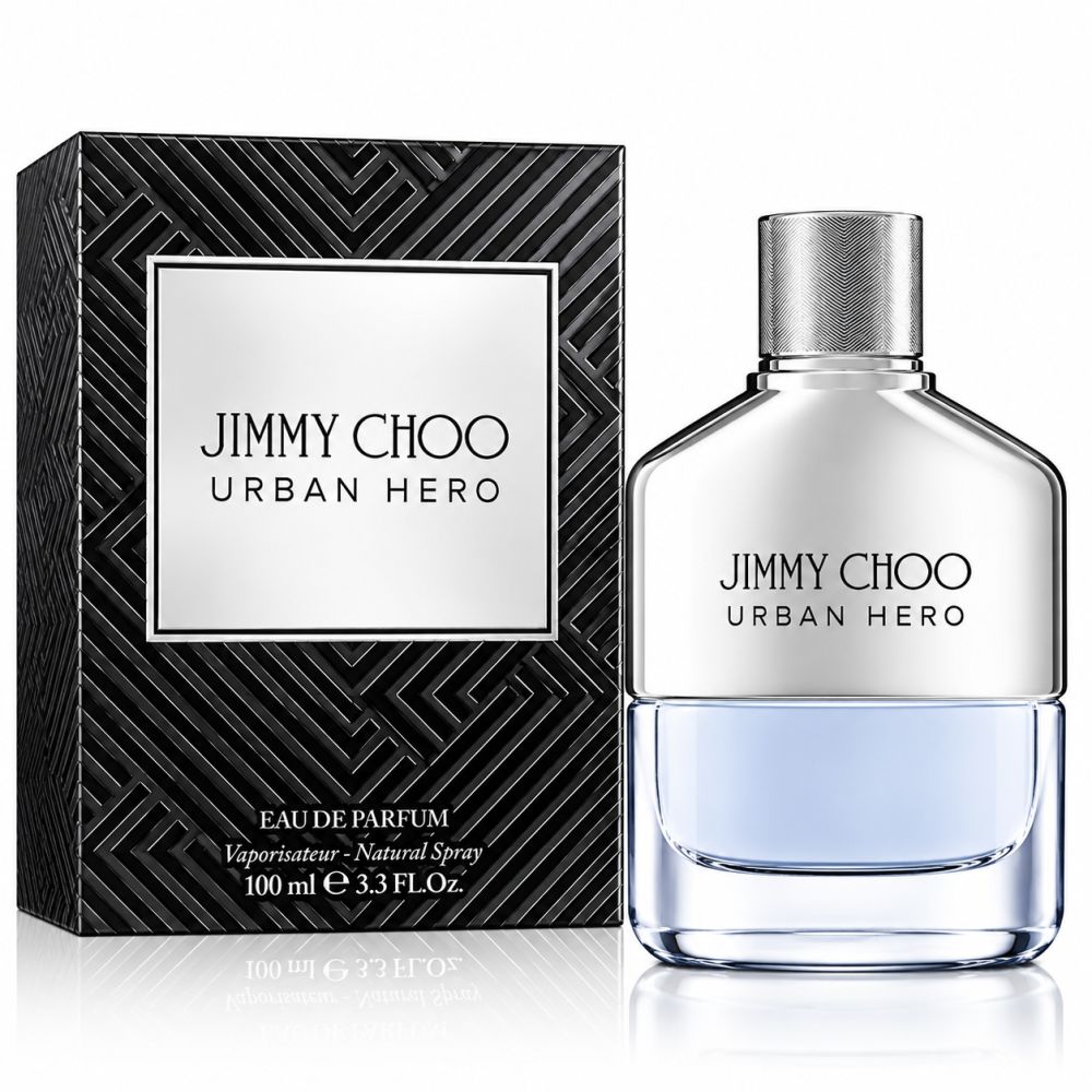 Jimmy Choo Urban Hero Eau de Parfum Flakon und Verpackung.