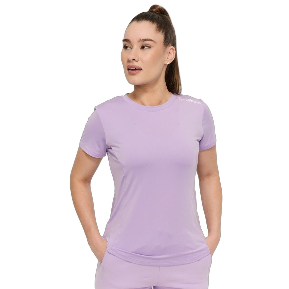 GymBeam T-Shirt Damen regular Kurzarm mit Rundhalsausschnitt Lavender