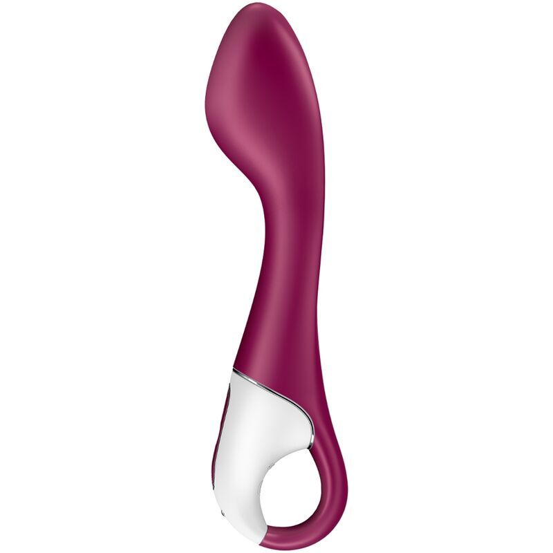 Lila Vibrator mit weißem Griff. Ringförmige Öffnung.