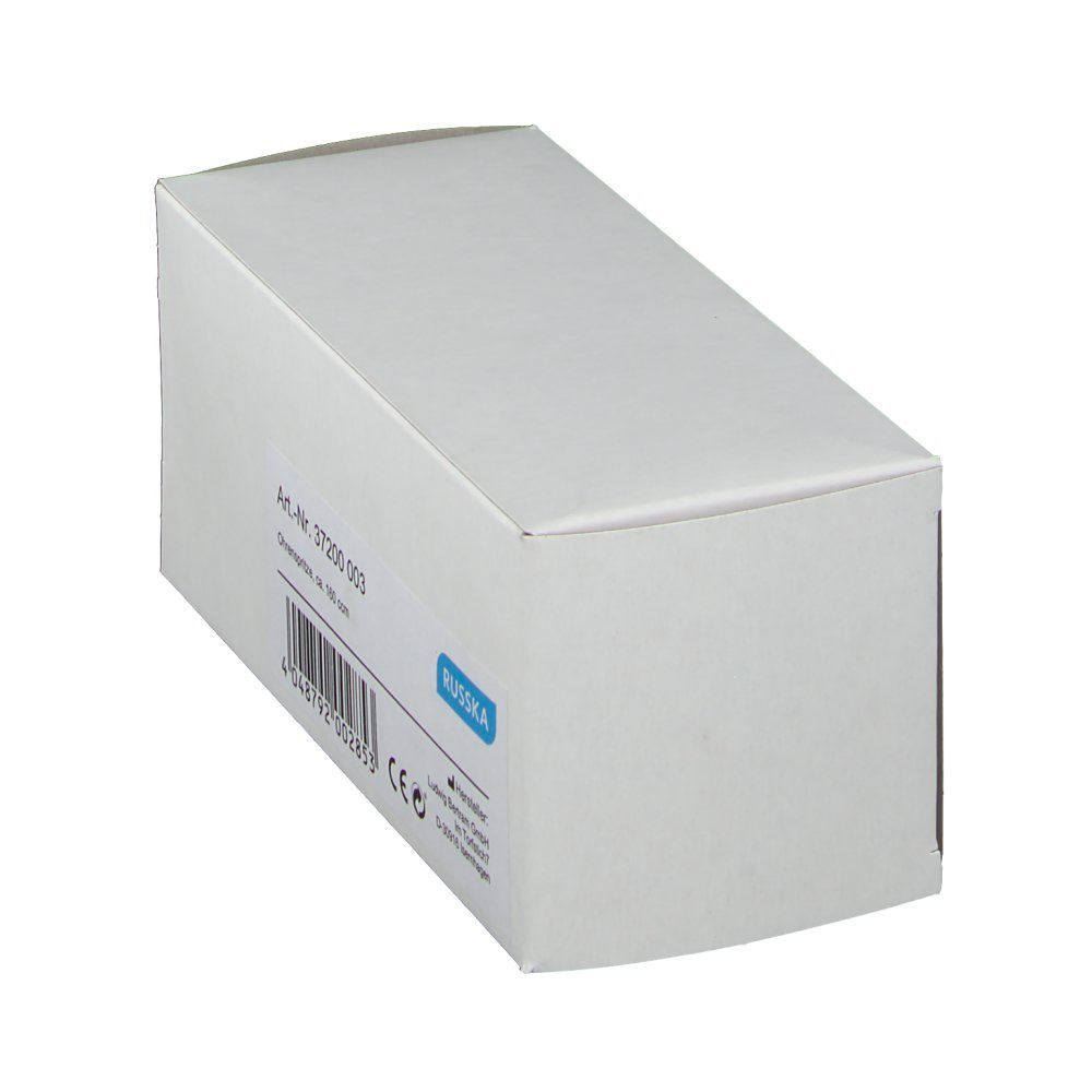 Weiße Produktverpackung, leicht schräg von oben fotografiert. RUSSKA-Logo und Produktinformationen sind teilweise sichtbar.