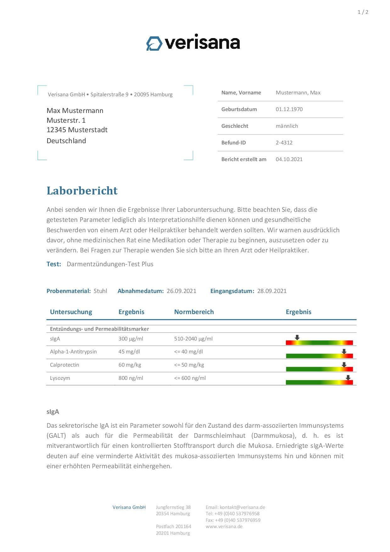 Verisana Darmentzündungen-Test Plus