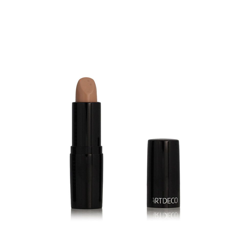 Artdeco Perfect Stick. Schwarzer Stift mit brauner Spitze, Kappe daneben. Auf weißem Hintergrund.