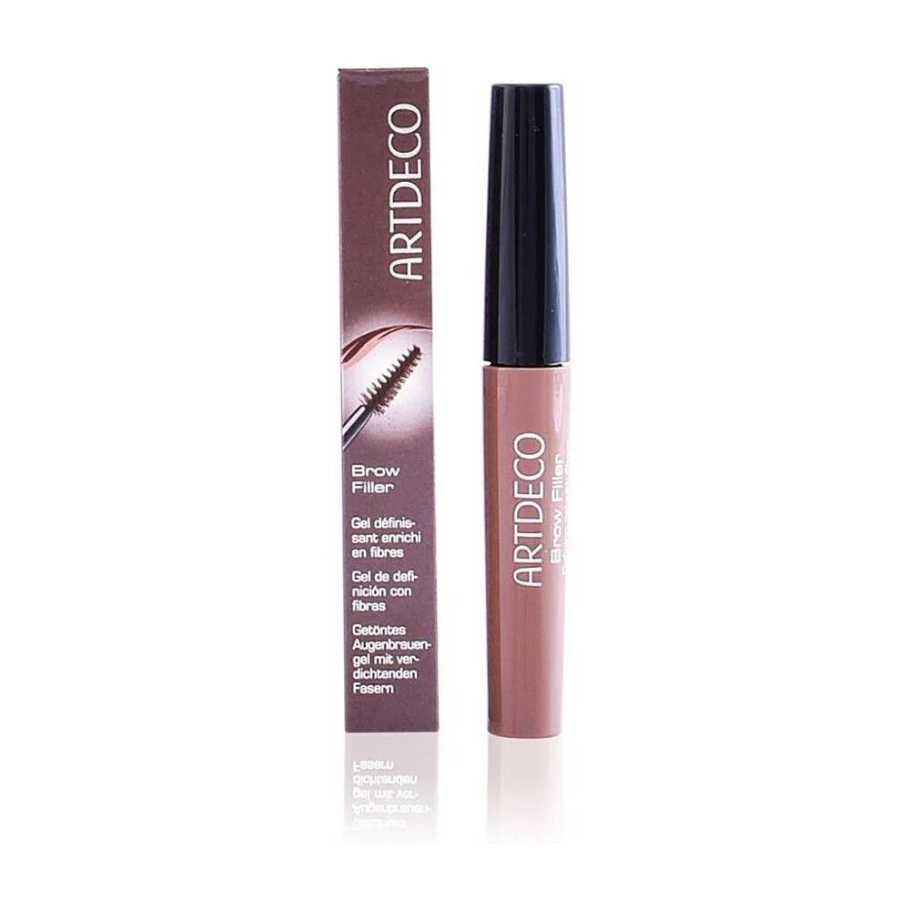 Artdeco Brow Filler und Verpackung. Brauner Gel-Stift und braune Schachtel. Produktname und Marke sind sichtbar.