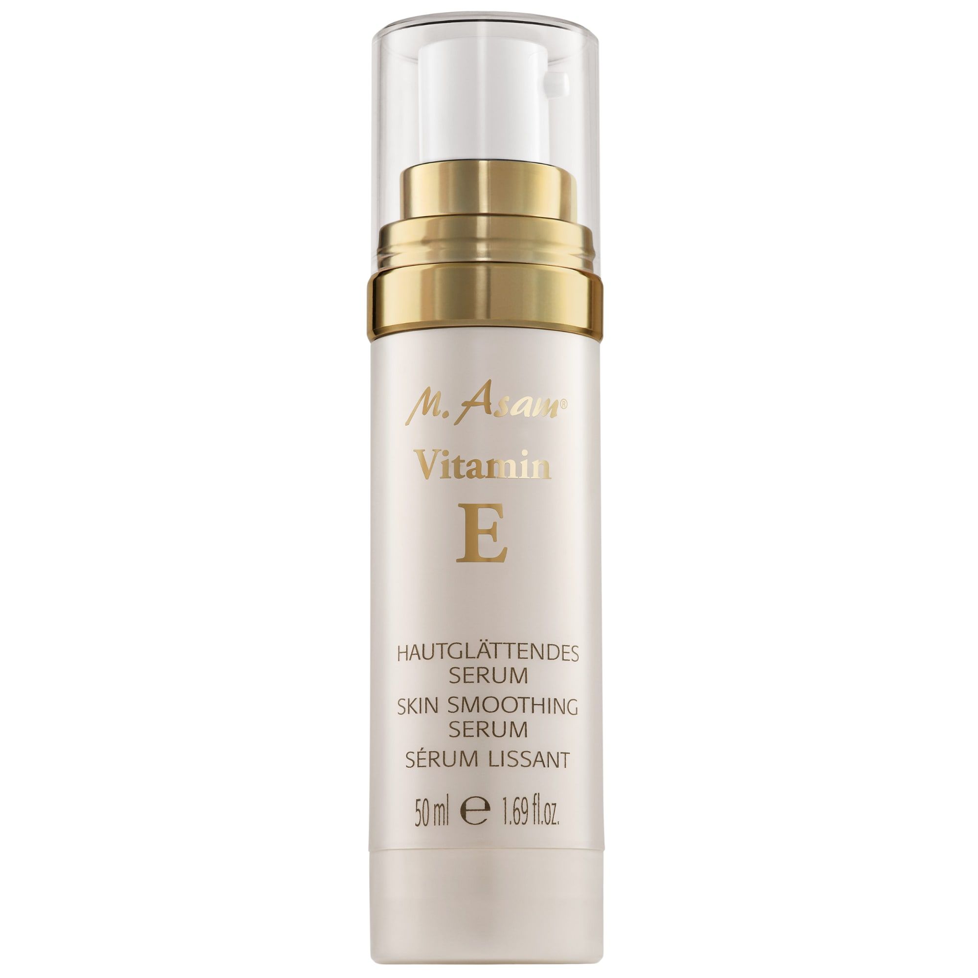 M. Asam Hautglättendes Serum mit Vitamin E in einem Pumpspender.