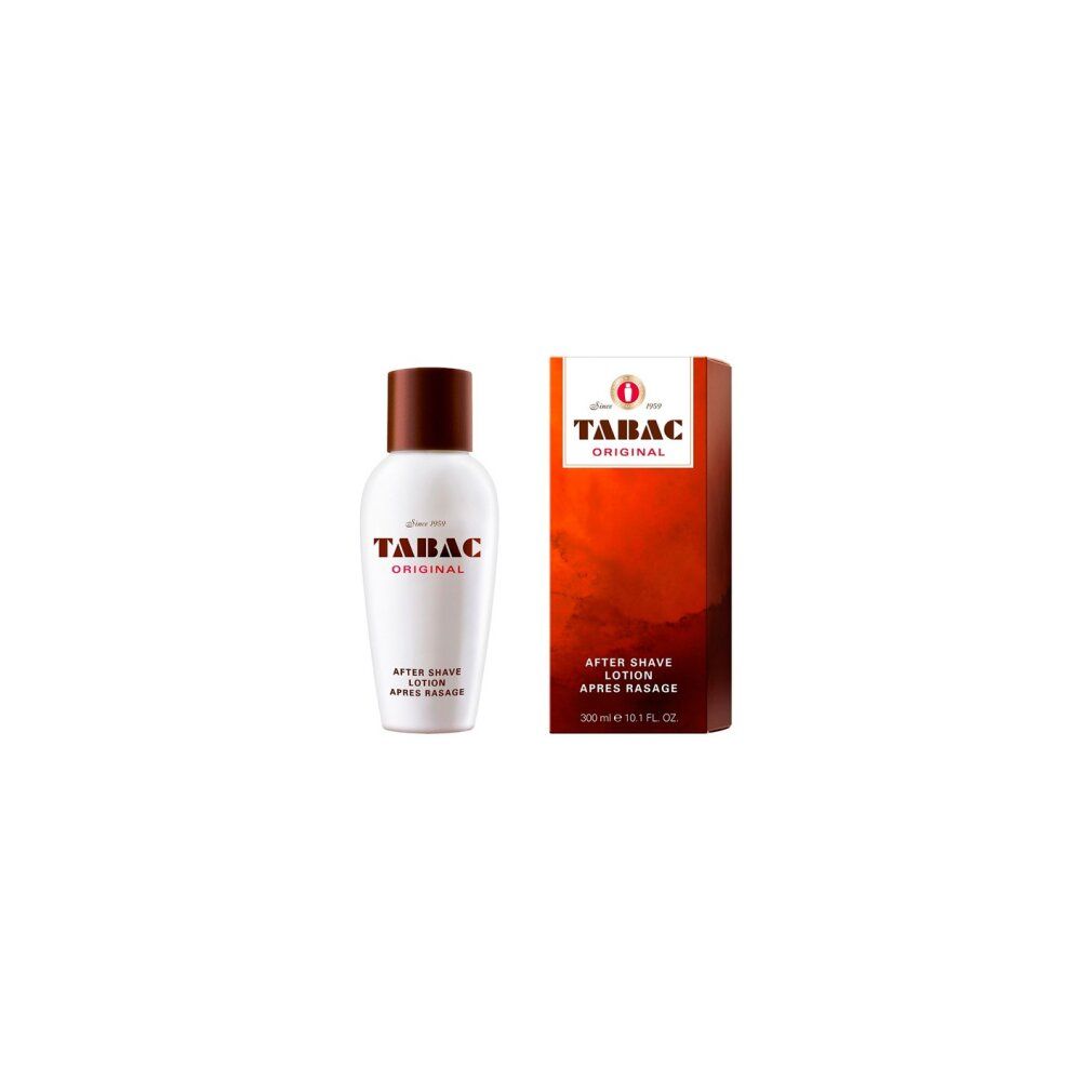 Flasche und Verpackung. Aufschrift: TABAC ORIGINAL, After Shave Lotion, Après Rasage.