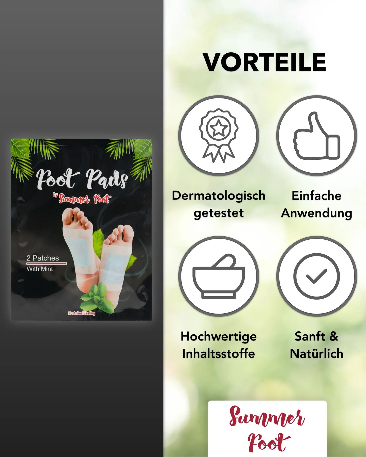 Summer Foot - Fußpads für den Mann mit Minzöl (für 10 Anwendungen)