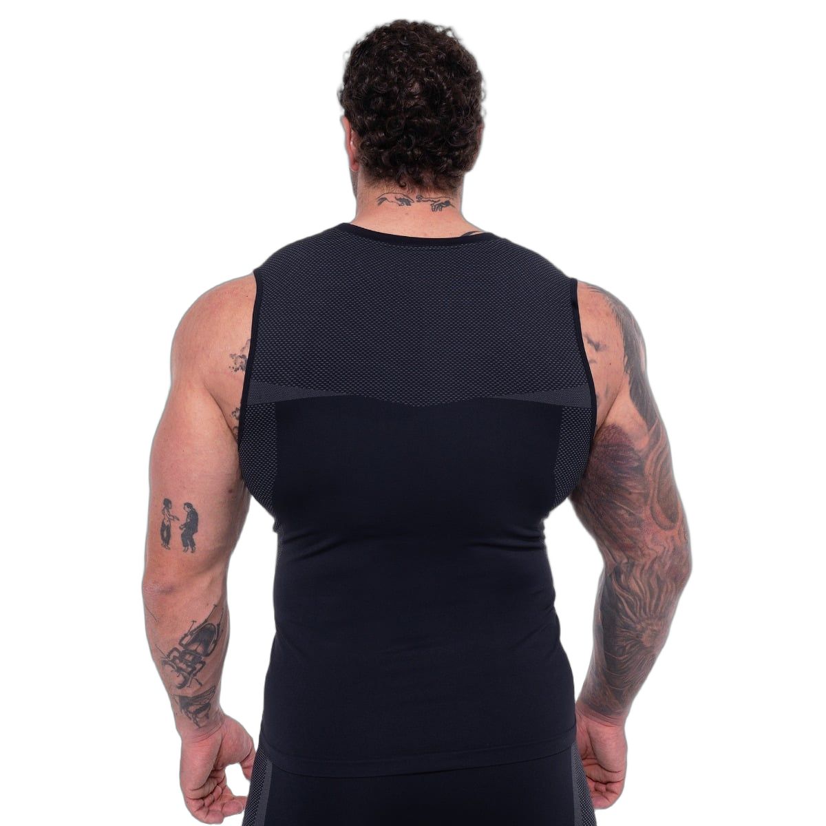 GymBeam Sport-Tanktop Herren nahtlos Slim mit Kontrastmuster OG1 Schwarz/Grau