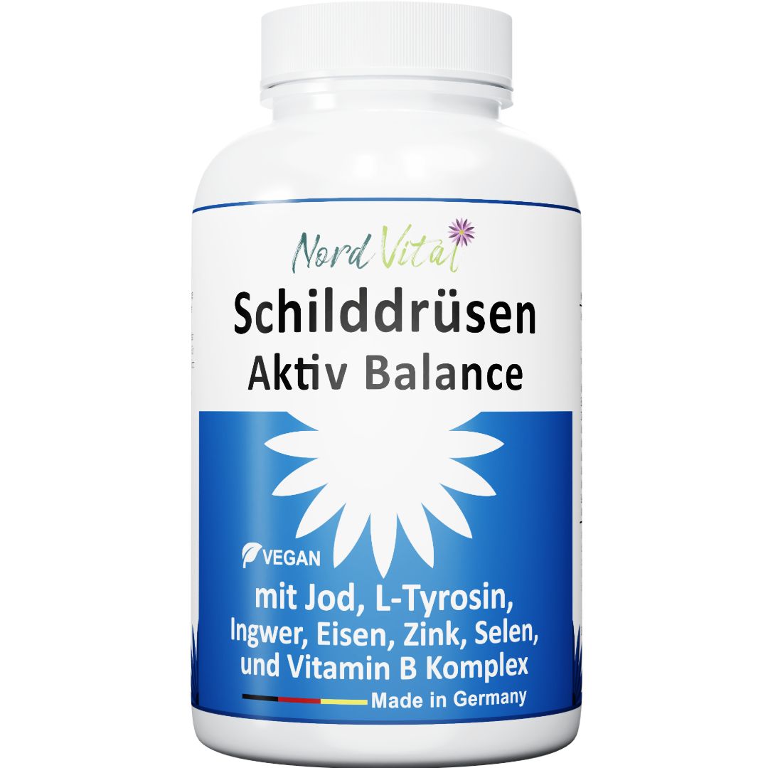 Nord Vital Schilddrüsen-Aktiv-Balance -13-in-1-Komplex mit Jod, L-Tyrosin, Ingwer, Selen, Eisen, uvm