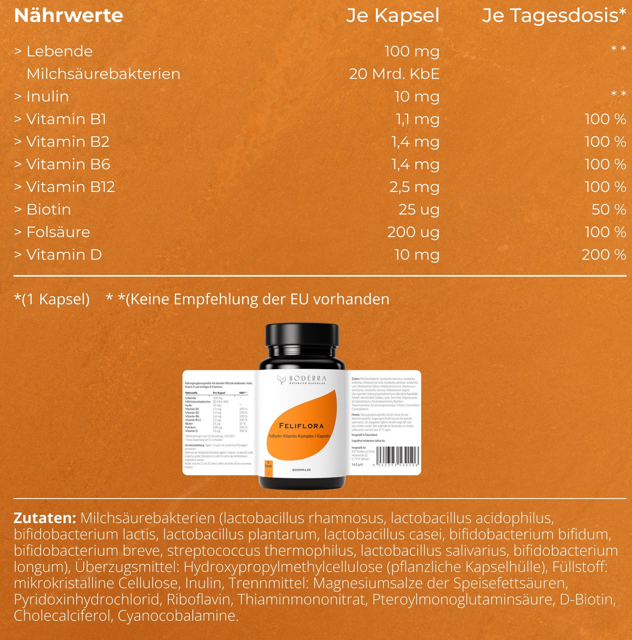 Feliflora Komplex - die wichtigsten 10 Bakterienstämme für deine Darmflora - Milchsäurebakterien hoc
