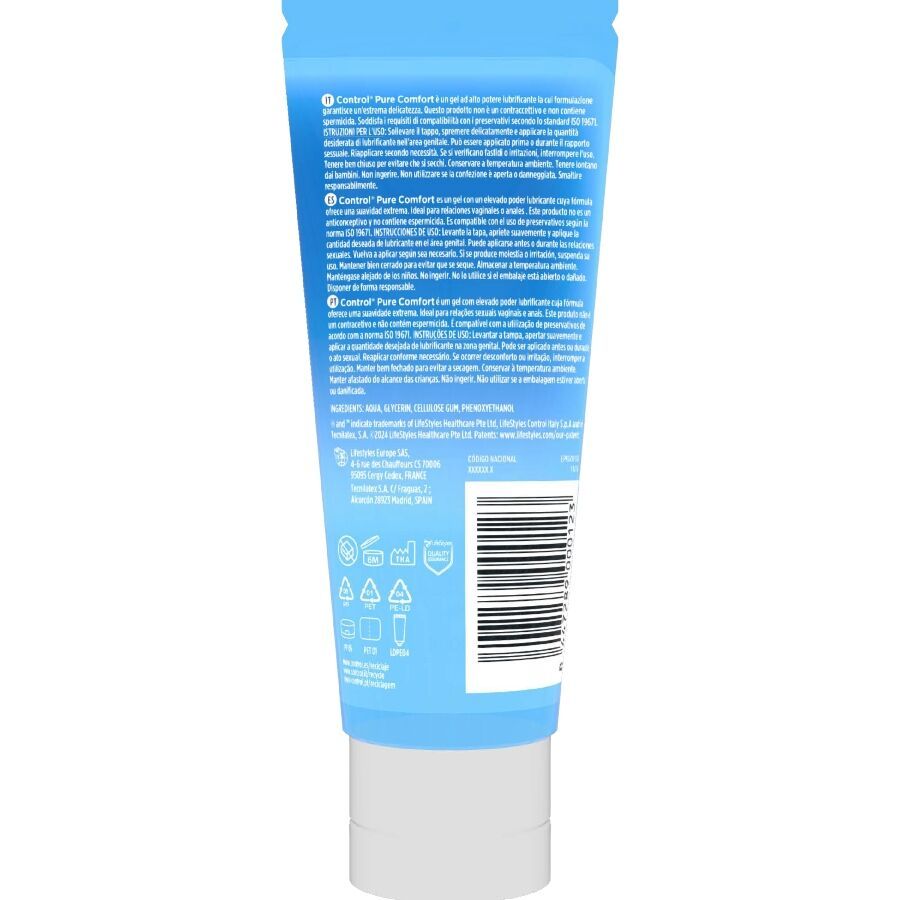 Blaue Tube mit weißen Aufdrucken und einem weißen Verschluss. Enthält Produktinformationen und Symbole.