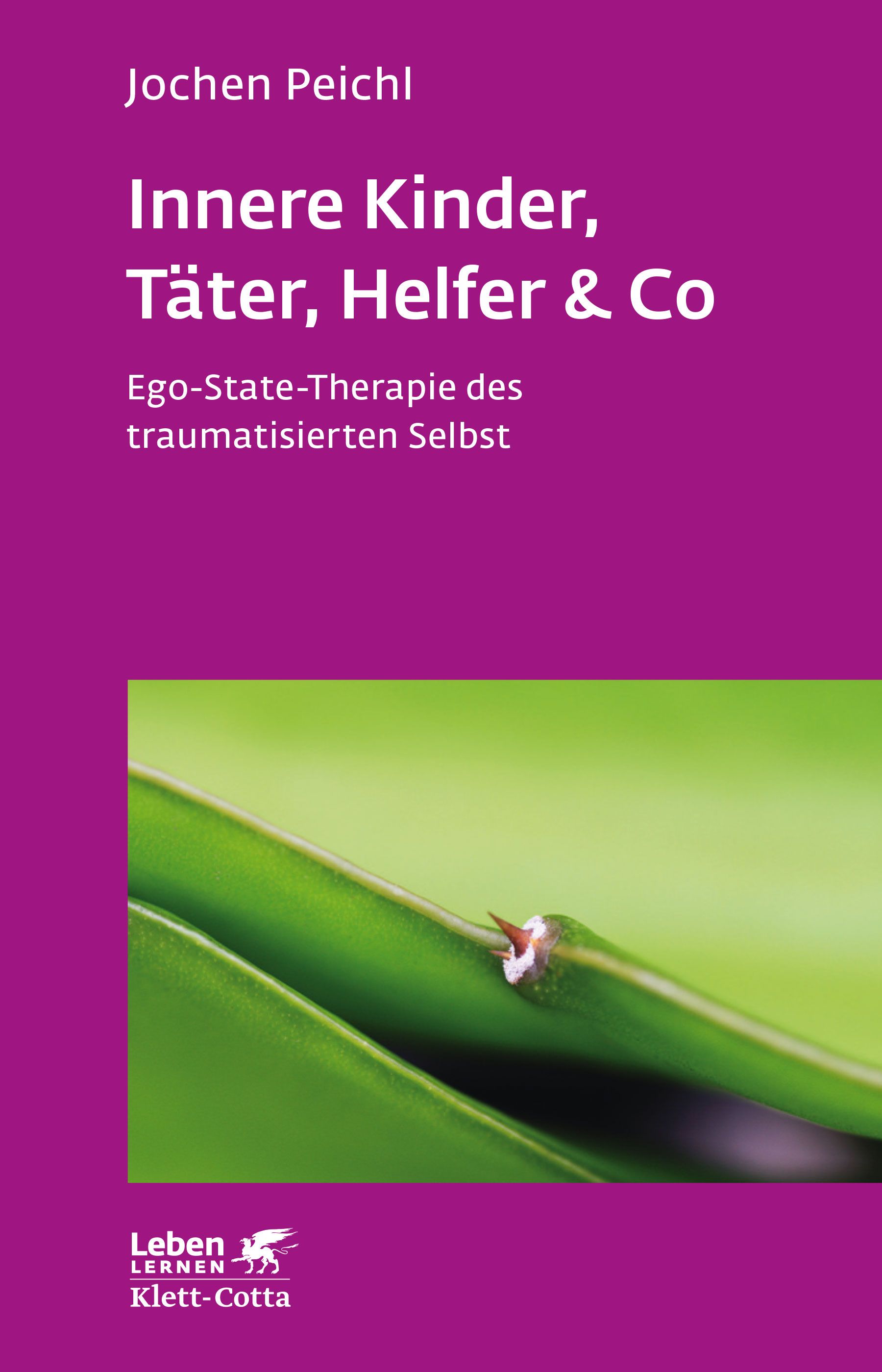 Buchcover mit Titel: Innere Kinder, Täter, Helfer & Co. Autor: Jochen Peichl. Verlag: Klett-Cotta. Hintergrund: Grün und Lila.