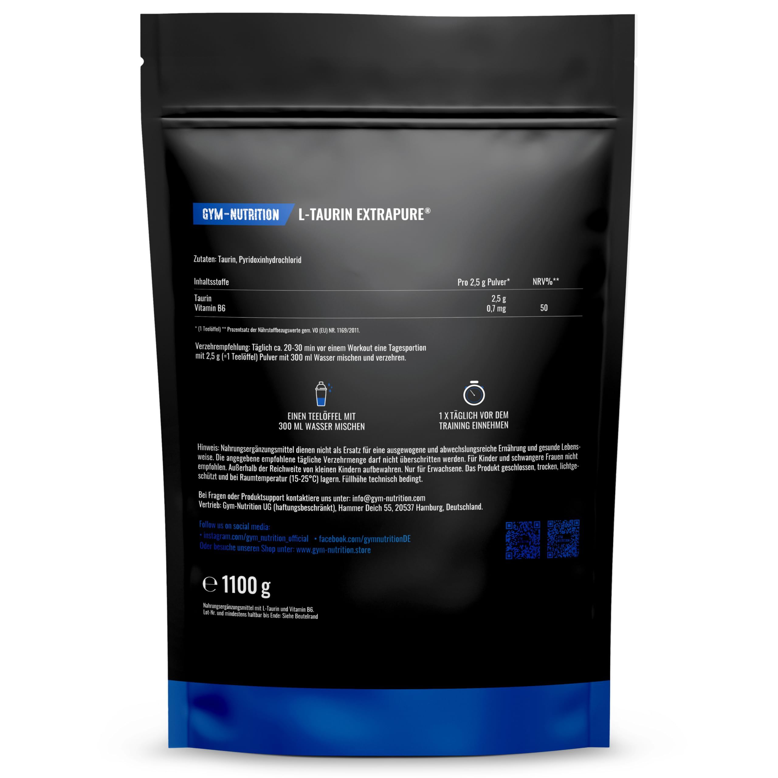 Gym Nutrition Taurin Pulver