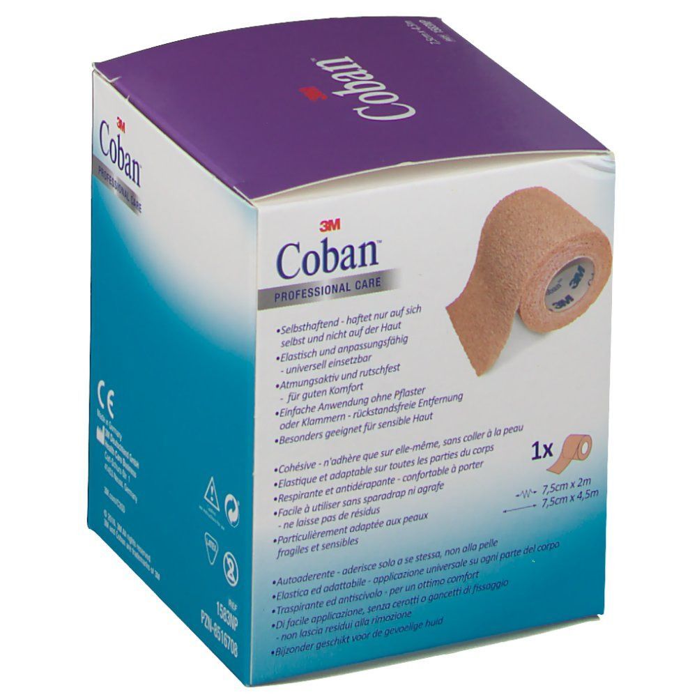 3M Coban Stütz- und Fixierverband 7,5 cm x 4,5 m hautfarben