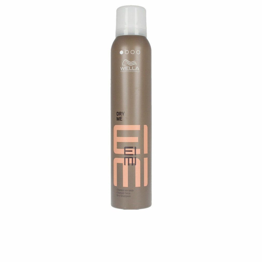 Braune Sprühflasche mit weißem Deckel. Aufschrift: DRY ME, EIMI, Wella.