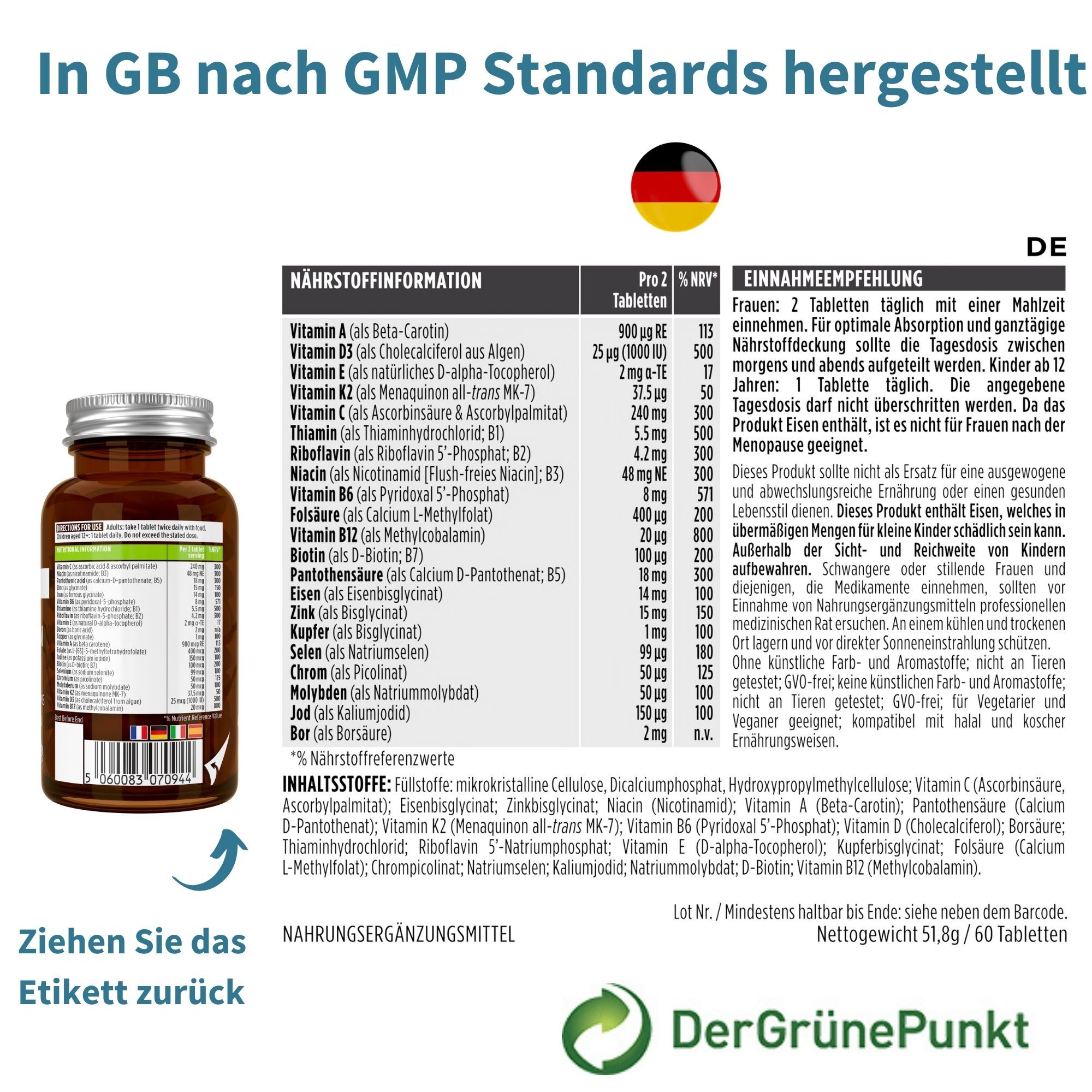 Igennus Hochdosiertes Methyliertes Multivitamin für Frauen, 60 Tabletten