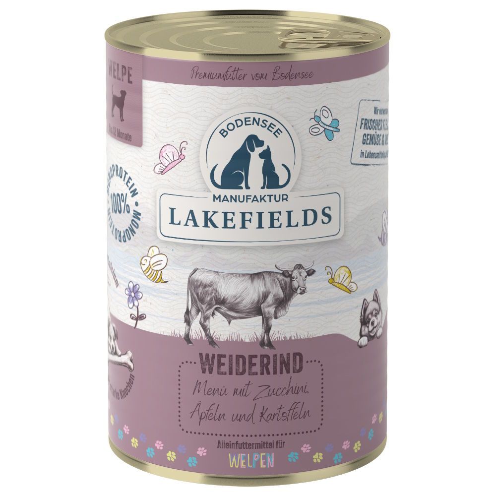 Lakefields - Weiderind mit Karotten Äpfeln und Kartoffeln für Welpen 2400 g