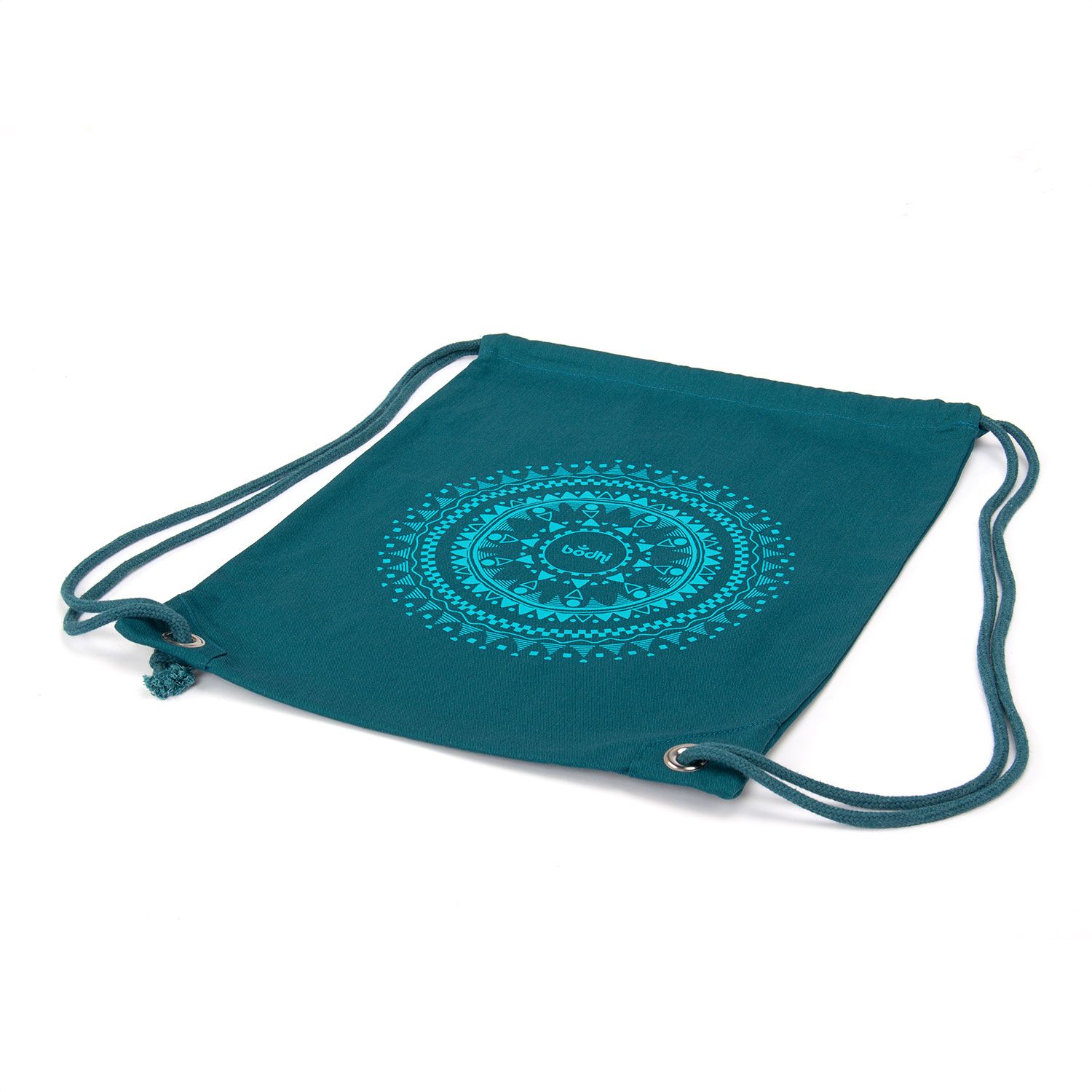 bodhi Turnbeutel GymBag ETHNO MANDALA, petrol mit Print aqua, 100% Baumwolle