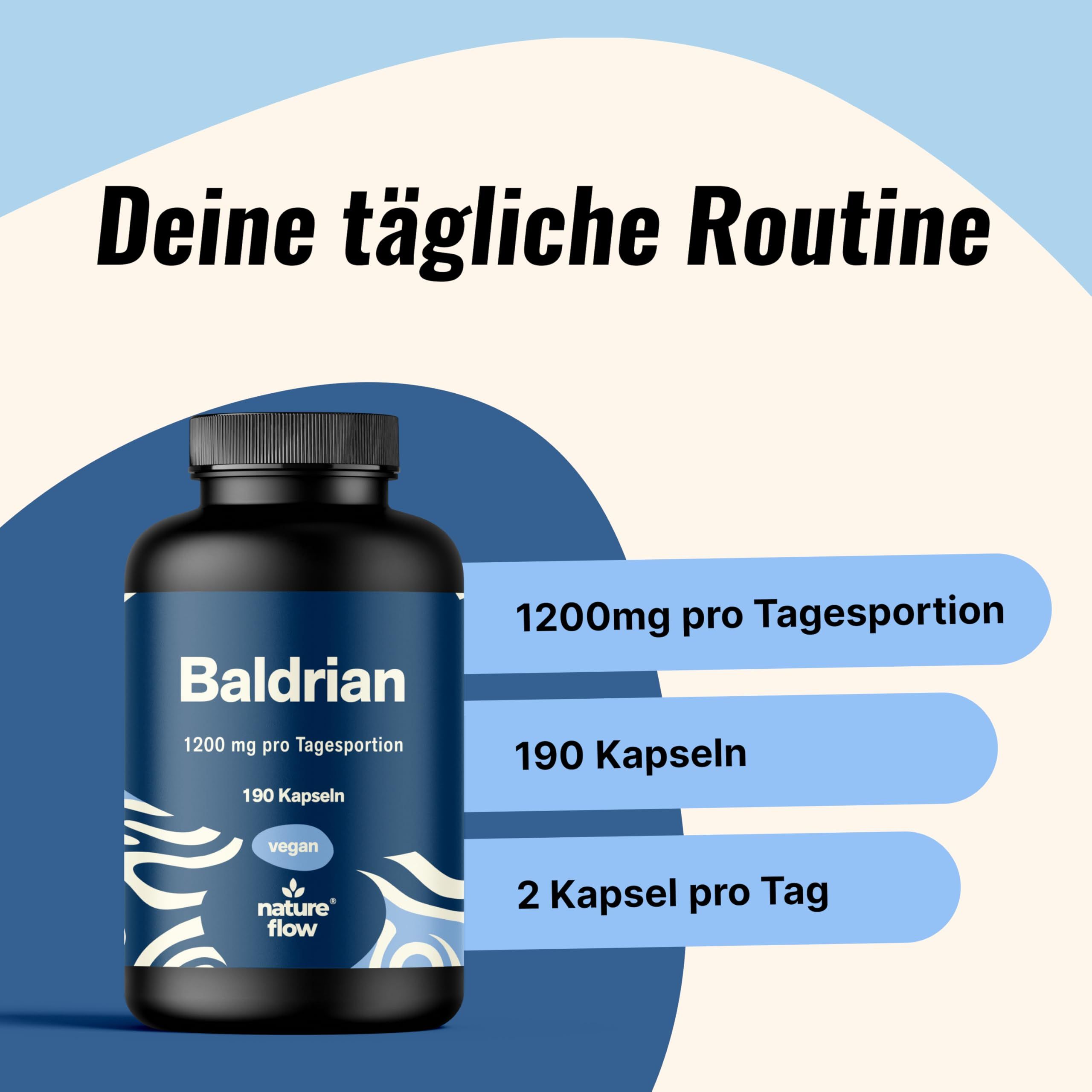 Baldrian Hochdosiert - 190 Kapseln - Langzeitvorrat - Nature Flow