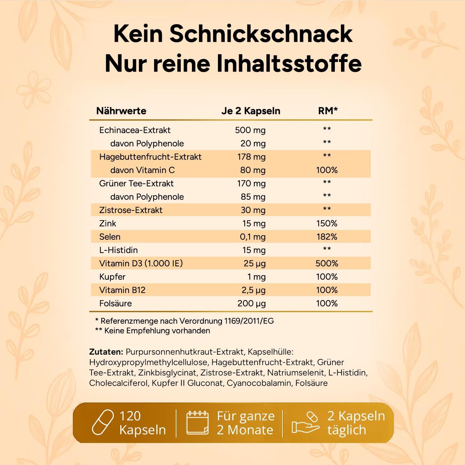 NaroVital:  Immun Formel 11-Fach Immun Komplex - Immunsystem Stärken Erwachsene - Echinacea Kapseln