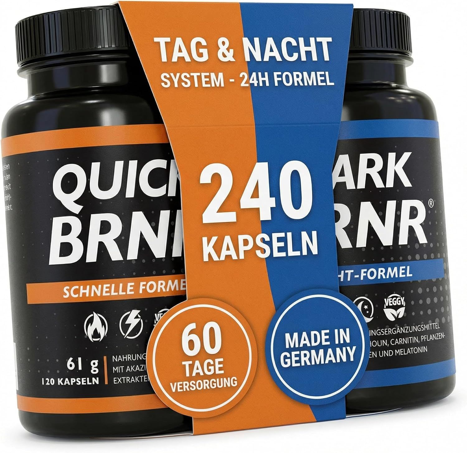 BRNR Stoffwechsel Kur: Zwei Flaschen, 240 Kapseln, 60 Tage Versorgung, Made in Germany.