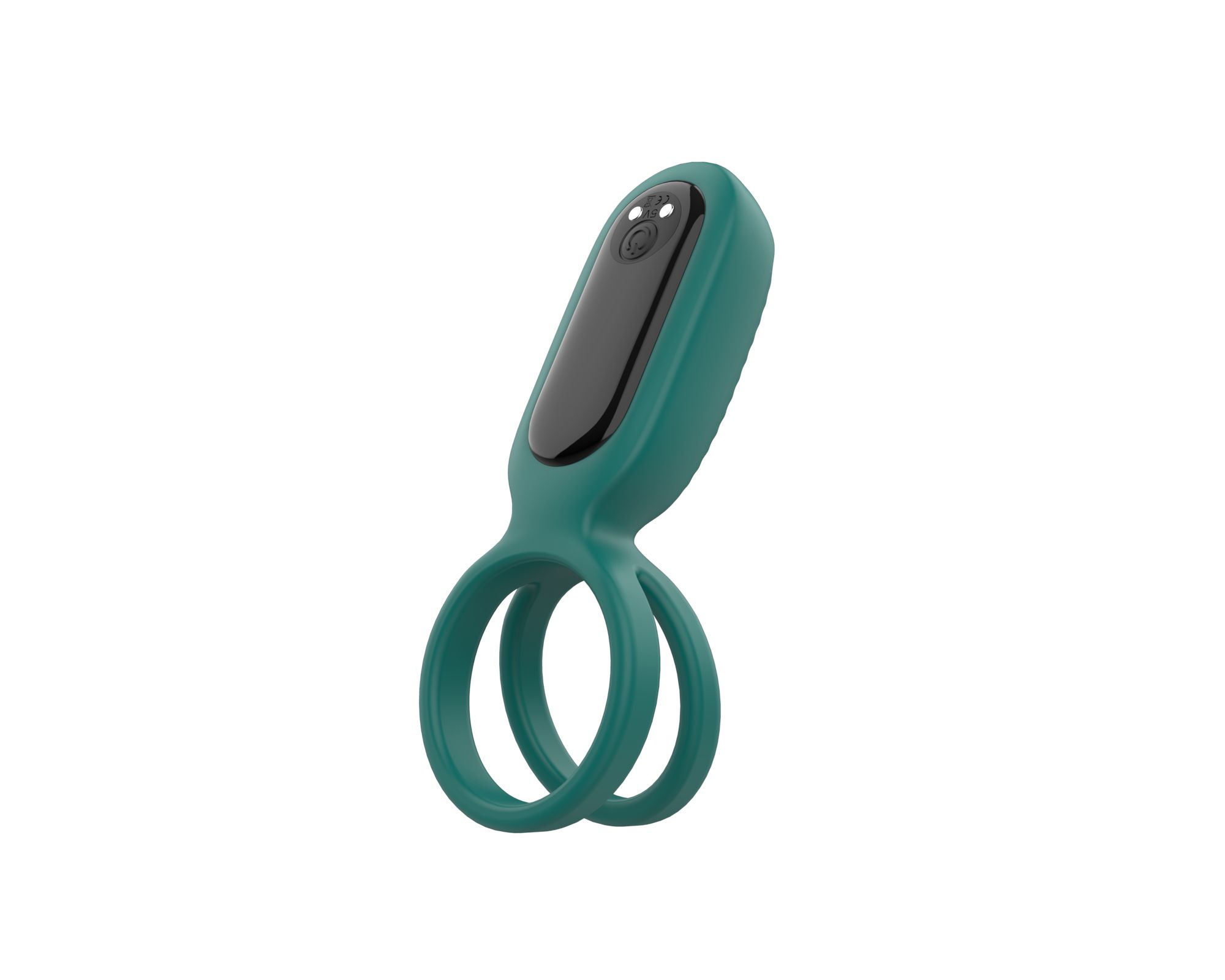 Grüner Ring mit zwei Ringen und schwarzem Bedienfeld. Für Intimbereich.