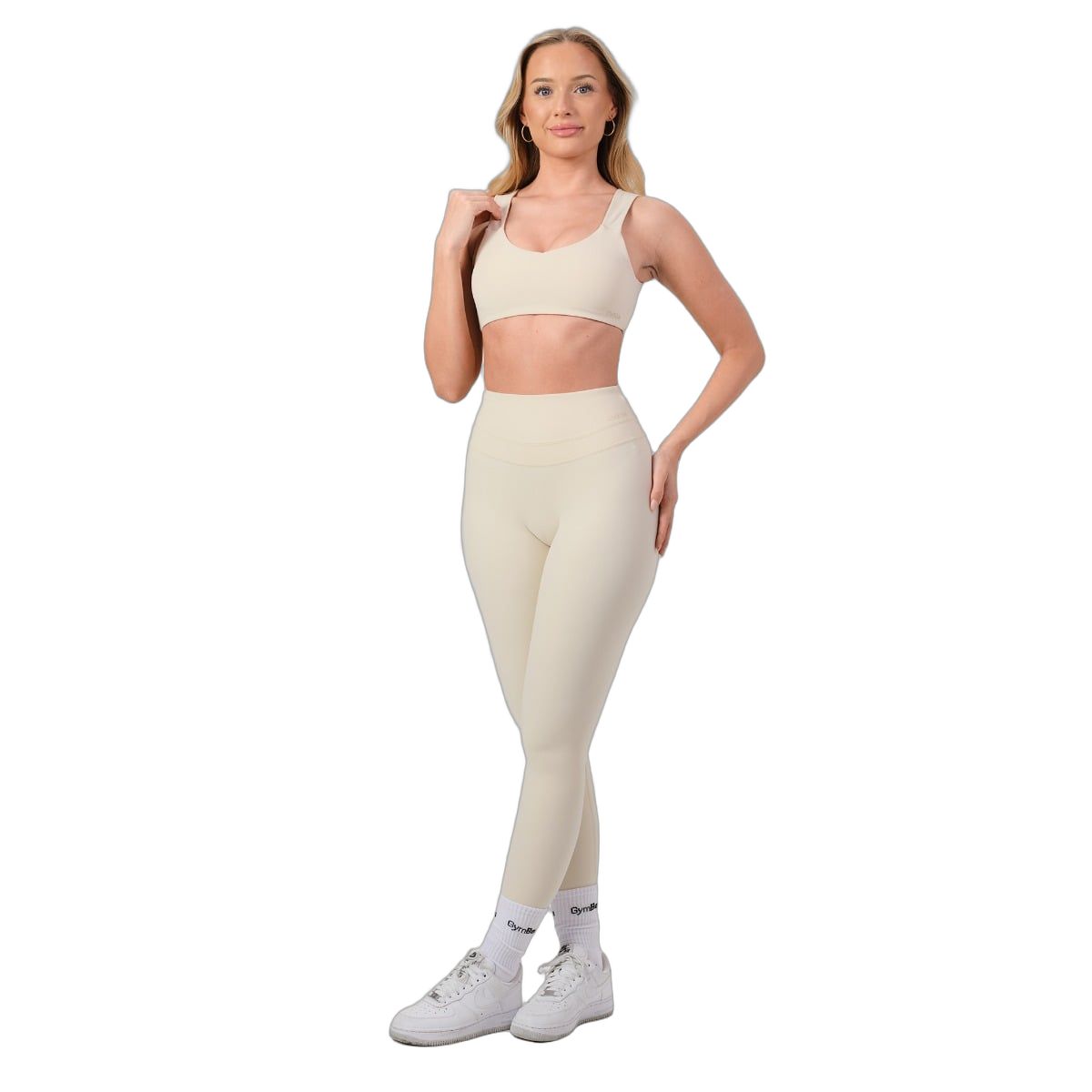 GymBeam Leggings Damen mit hoher Taille und ohne Frontnaht, Almond