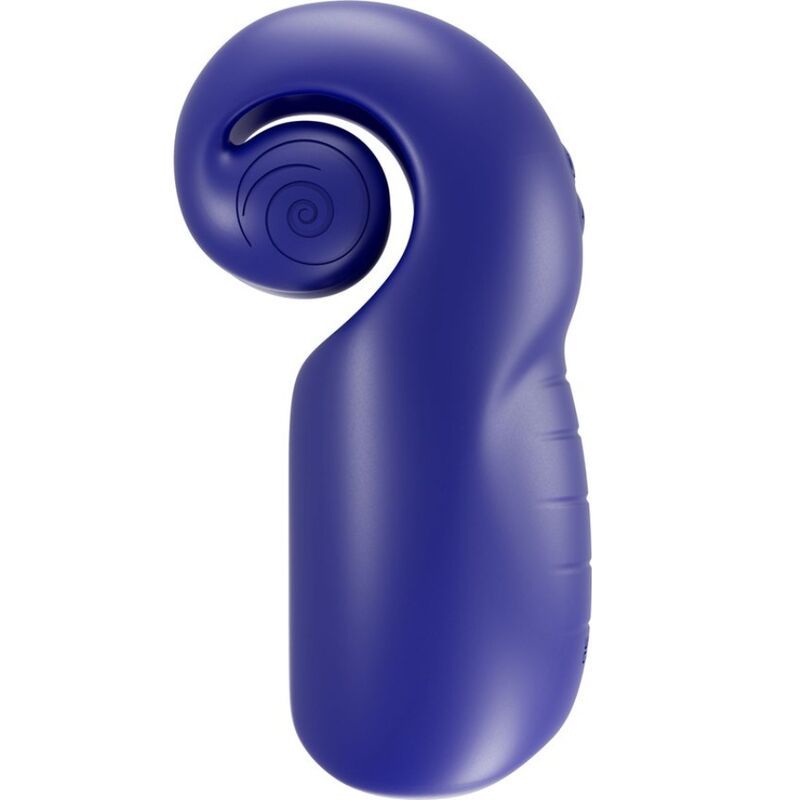 Blaues Wellness-Produkt mit spiralförmigem Design. Ergonomische Form.