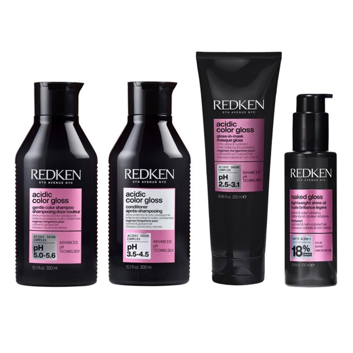 Redken Acidic Color Gloss 4er Set (Shampoo / Conditioner Maske Oil) 950 ml