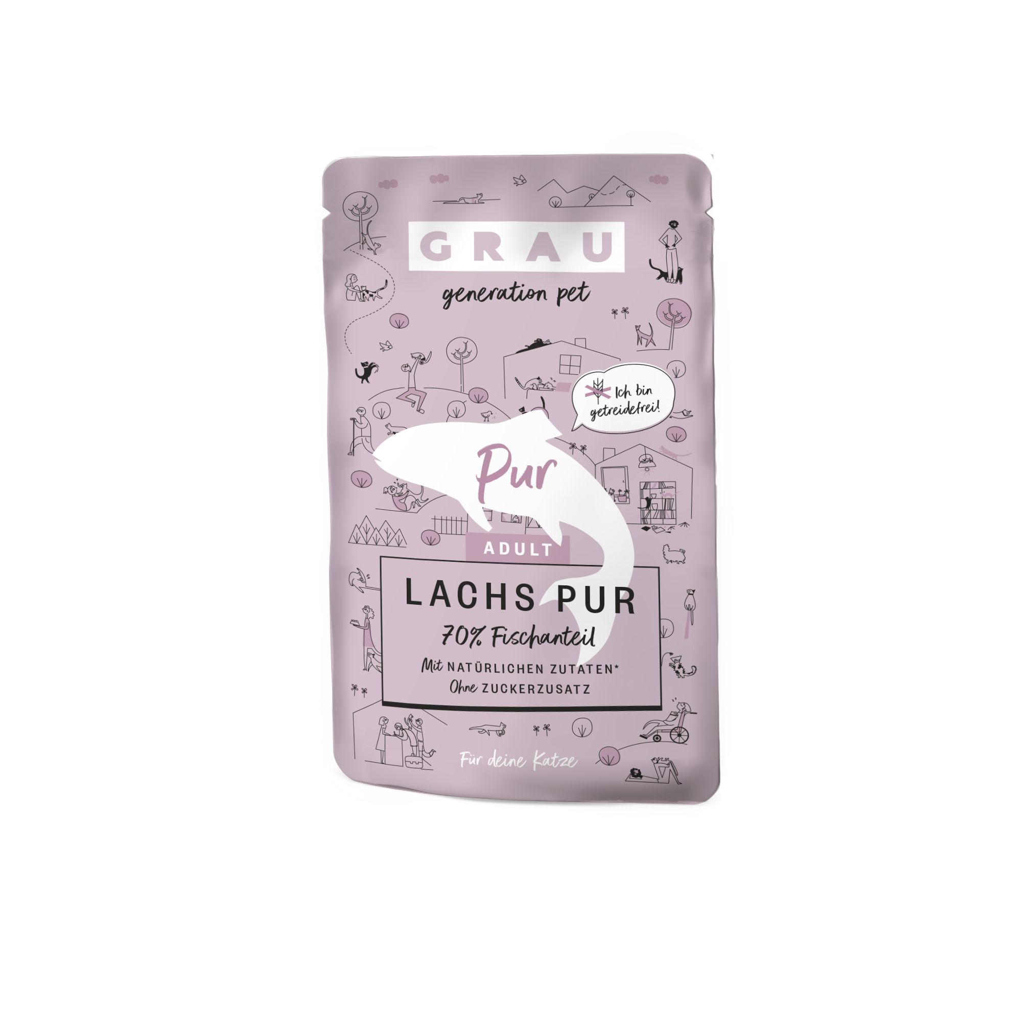 Grau Katze Lachs pur 16x125 g Futter