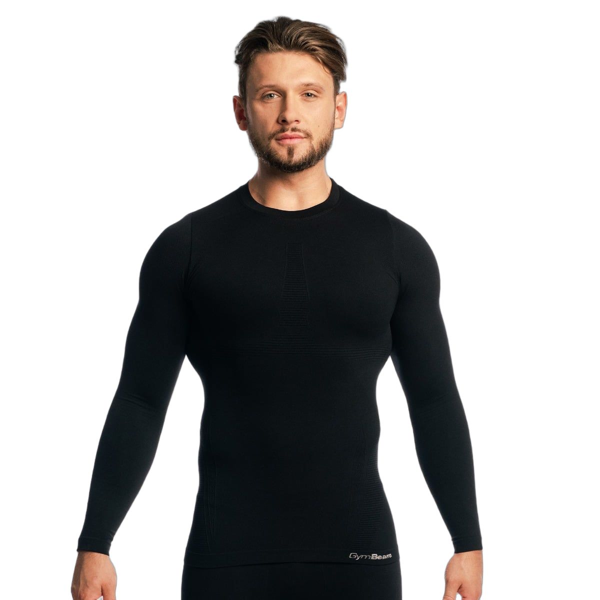 GymBeam Langarmshirt Herren Slim nahtlos in Black 1 St