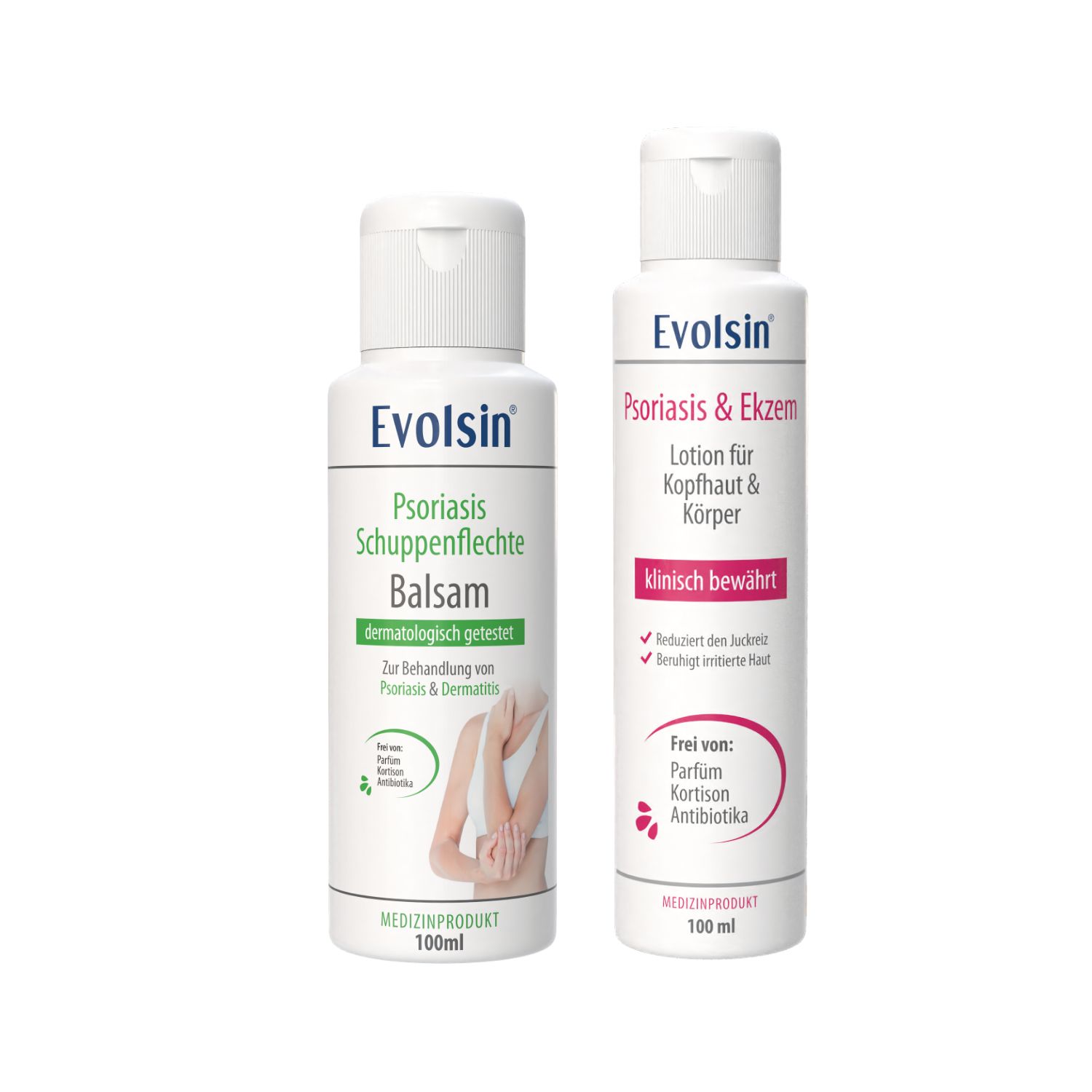 Evolsin® Psoriasis Hautpflege Set – Balsam + Lotion - zur Pflege von Haut und Kopfhaut 1 St