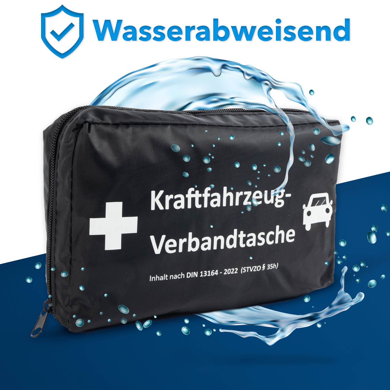KARAT KFZ-Verbandtasche - Erste Hilfe Set - DIN 13164:2022 mit zwei Masken und Warnweste