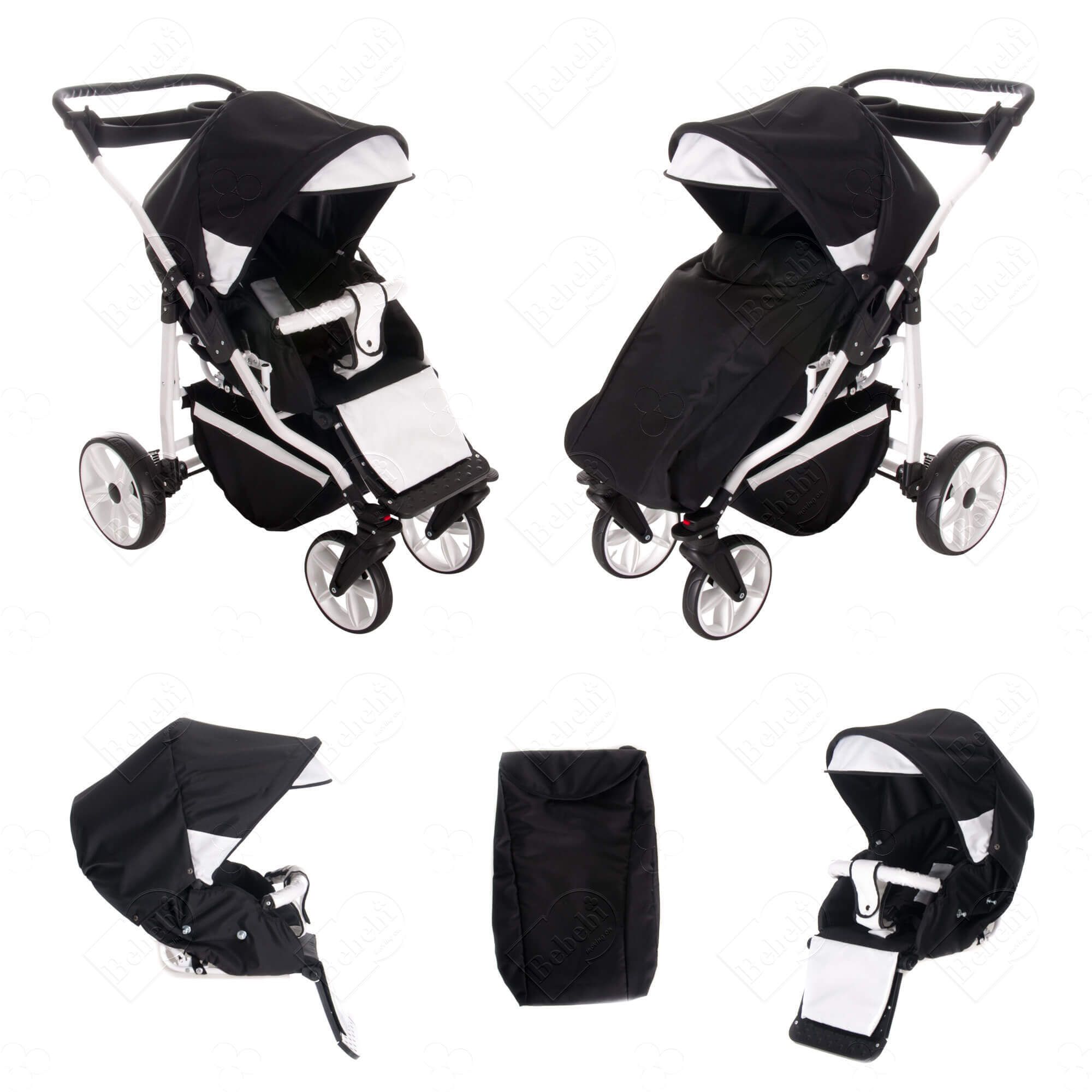 Bebebi Zürich 4 in 1 Kinderwagen Komplettset ISOFIX Basis Hartgummireifen, Matterhorn
