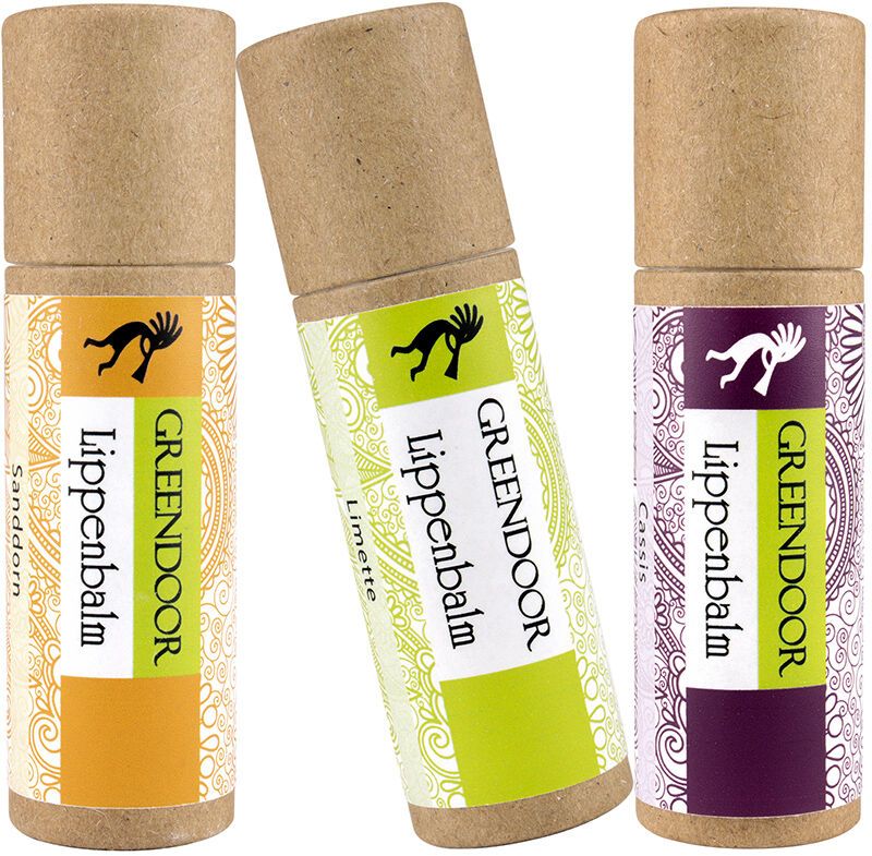 GREENDOOR Lippenpflege-Set FRESH – 3 Natürliche Lippenbalsame Mit Bio Jojoba, Plastikfrei