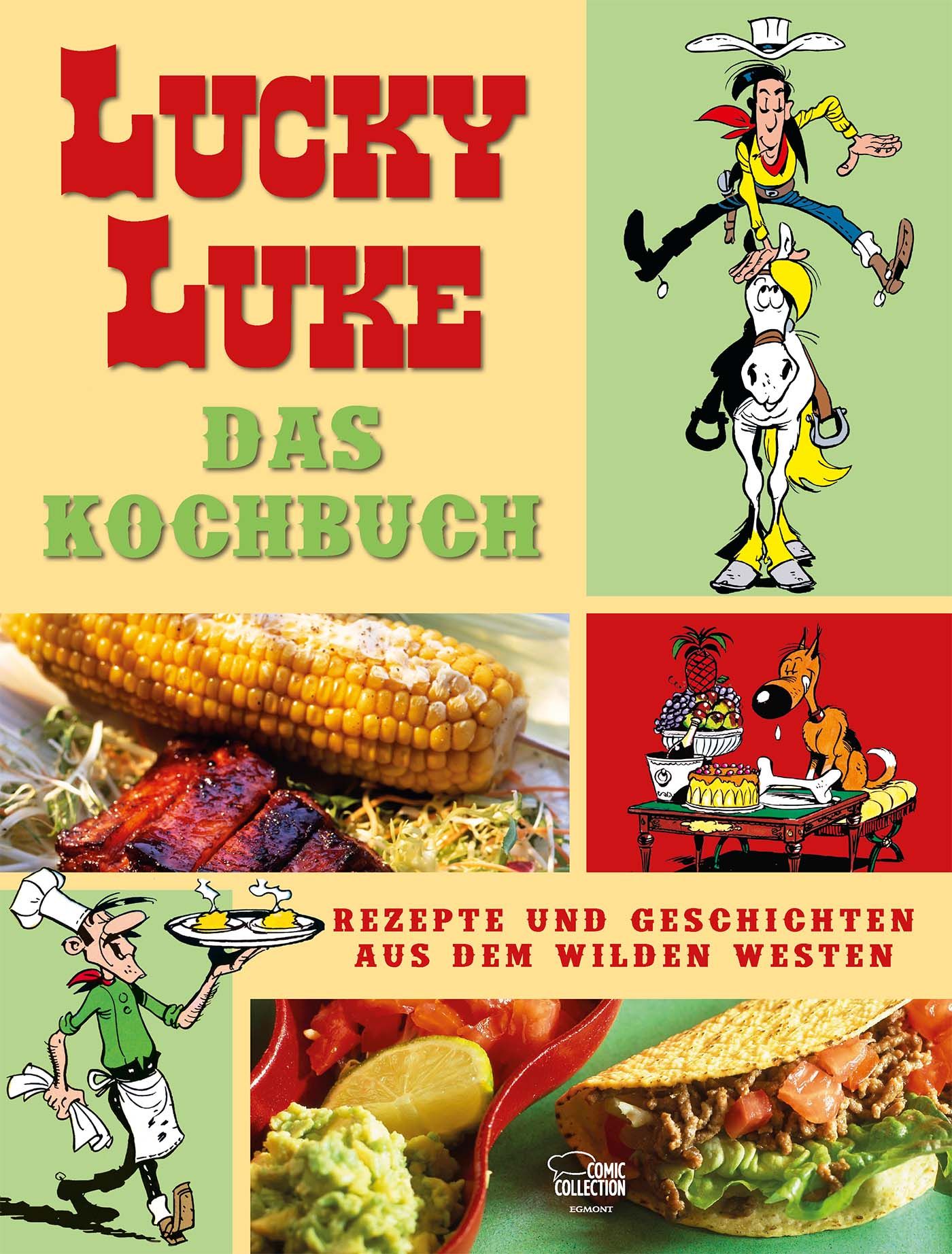Kochbuch mit Lucky Luke-Illustrationen. Titel: Das große Lucky-Luke-Kochbuch. Enthält Rezepte und Geschichten aus dem Wilden Westen.