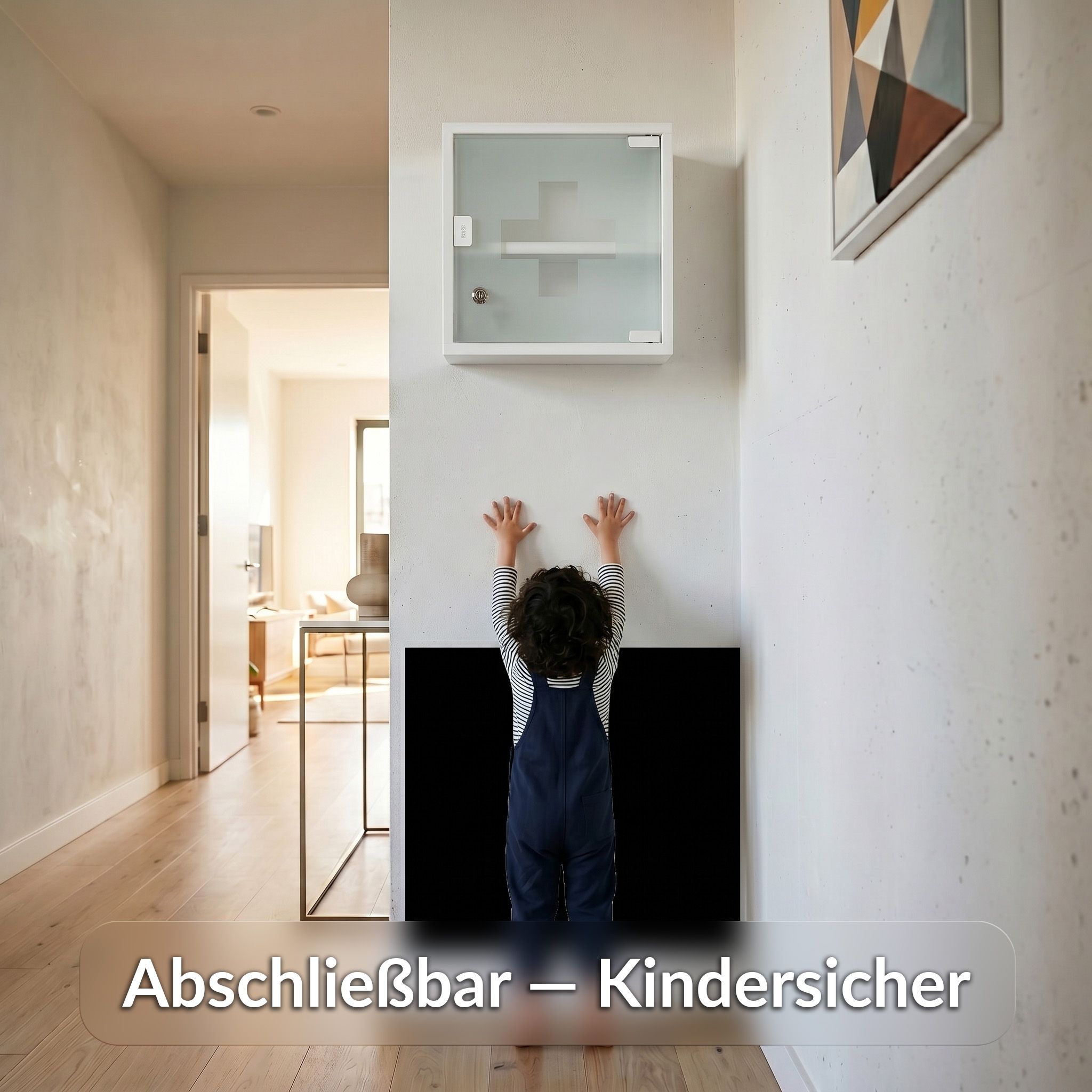 KARAT Medizinschrank Allen - Abschließbarer Arzneischrank mit Glastür Weiß 30 x 30 cm 2 Fächer