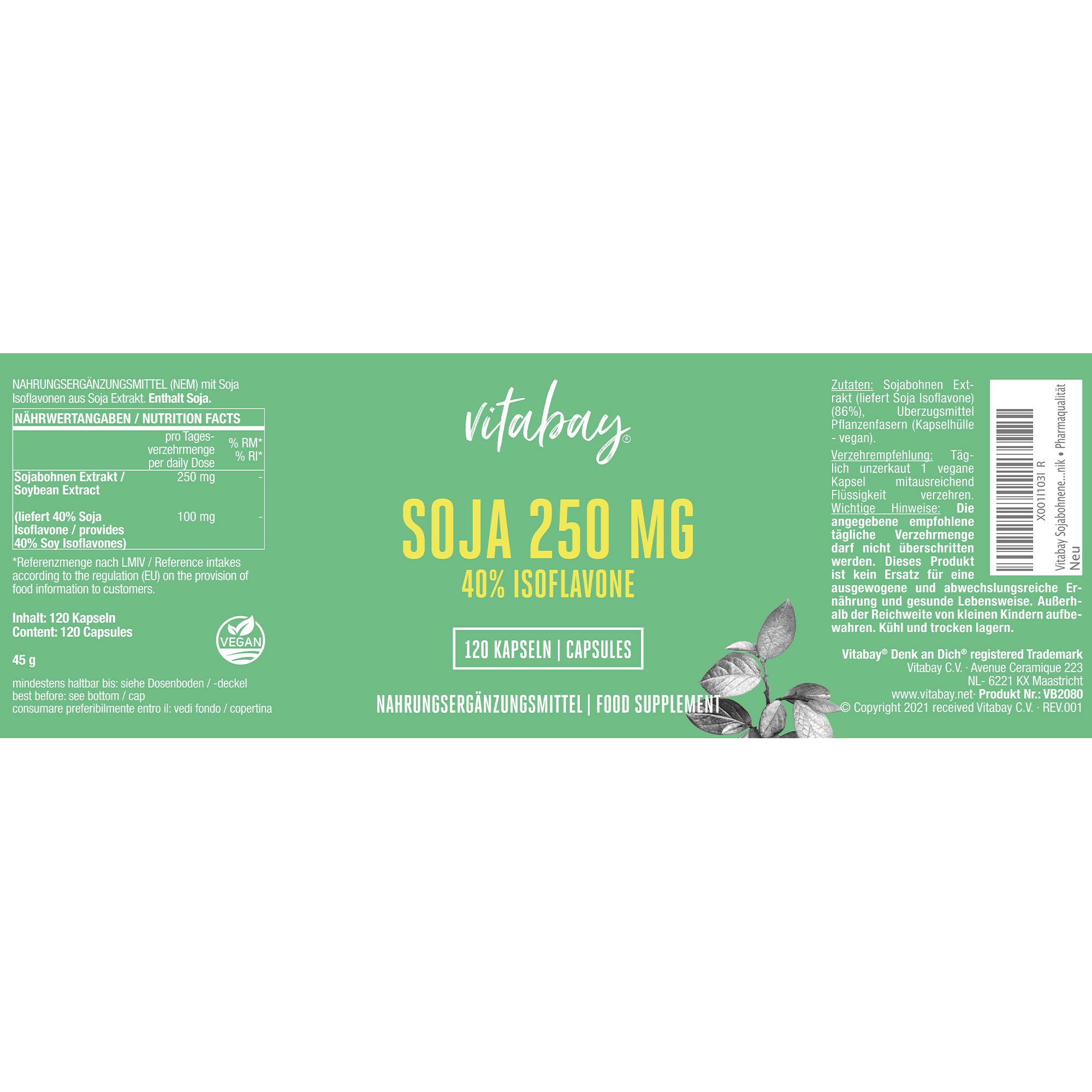 Vitabay Sojabohnenextrakt 250 MG 120 St Kapseln