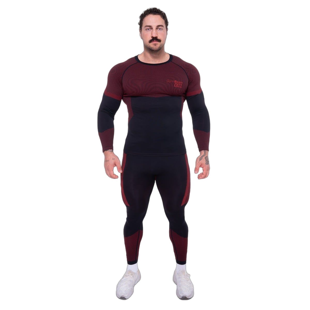 GymBeam OG1 Seamless Long Sleeve Herren Slim Black/Red Langarm