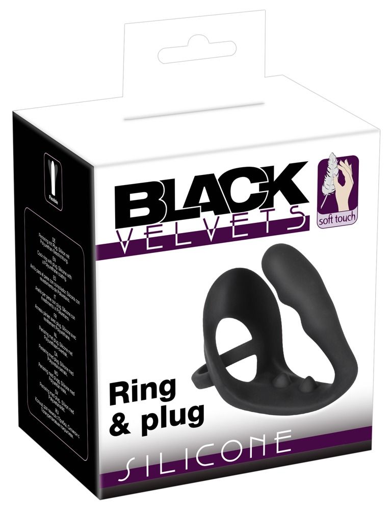 Black Velvets - Penis-/Hodenring mit Plug - Intensiv- & P-Stimulation