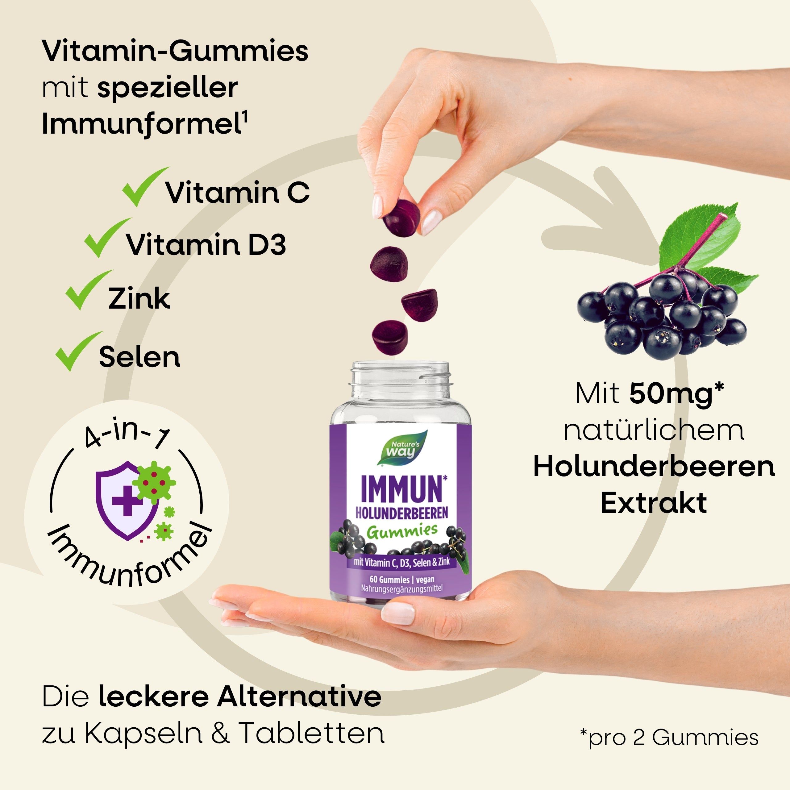 Nature's Way Immun Holunderbeeren Gummies 3x60 St Fruchtgummi